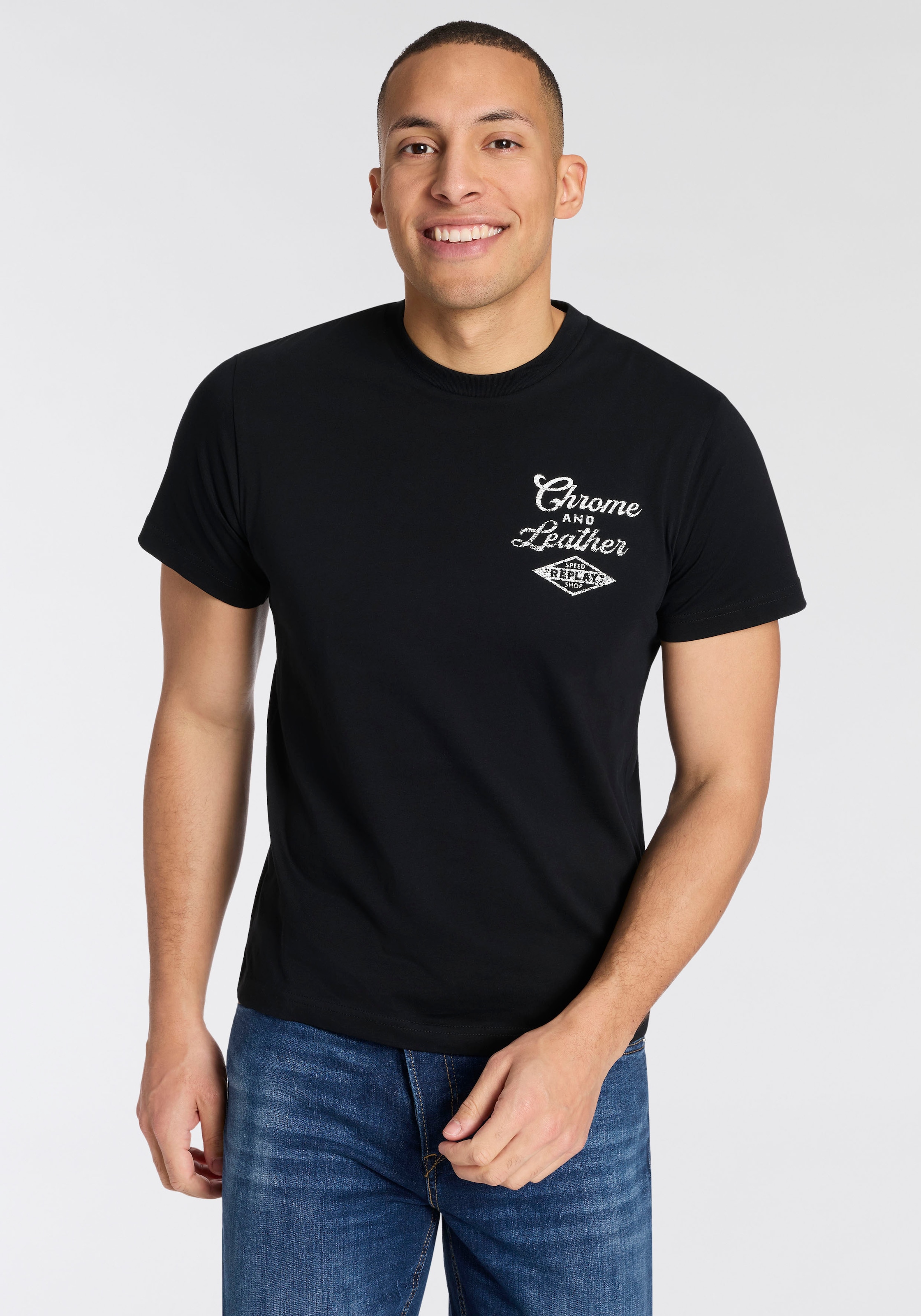 Replay T-Shirt mit Print, Rundhalsausschnitt