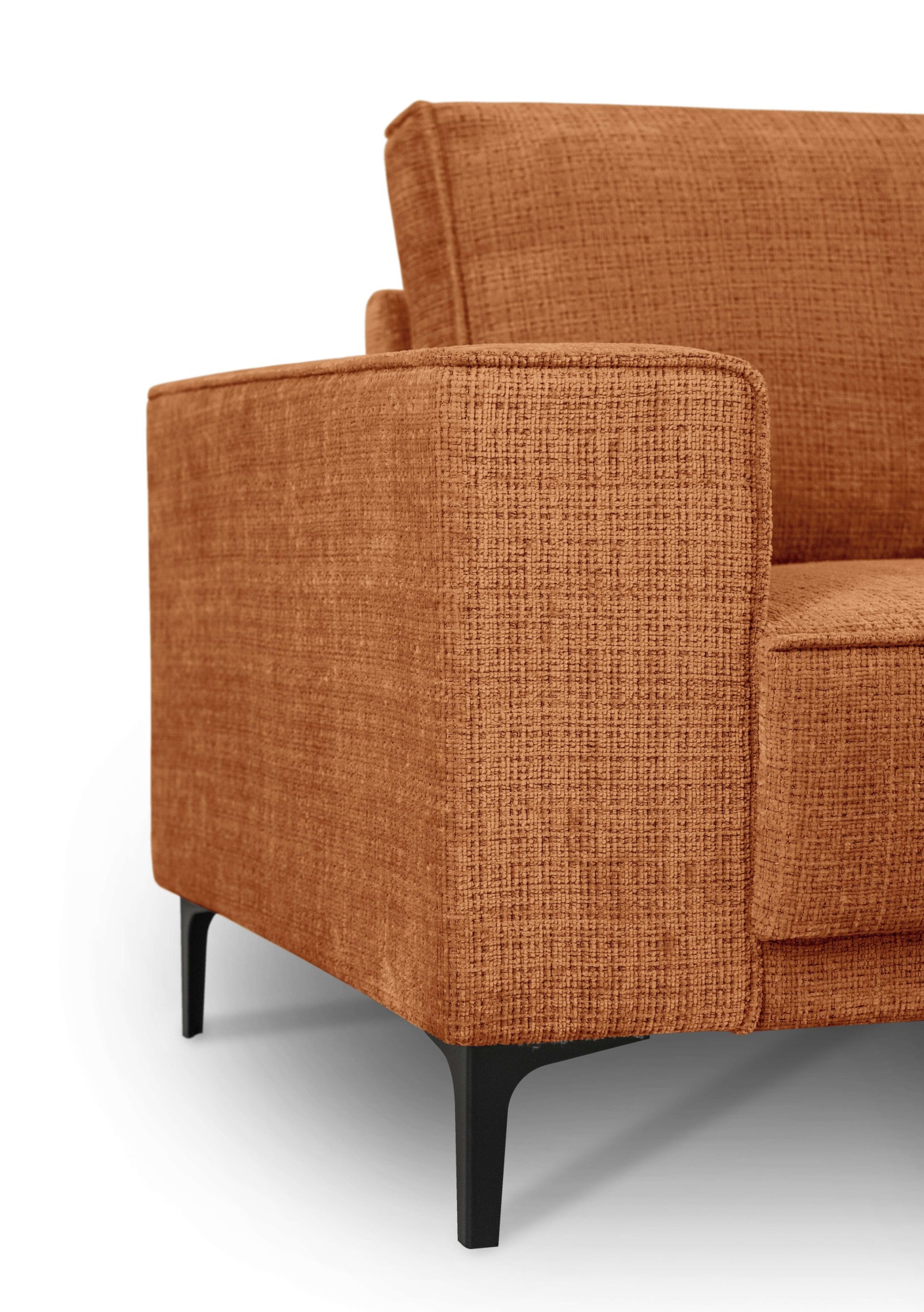 Places of Style Wohnlandschaft »XXL Sofa Oland, Struktur, Flachgewebe, Luxus-Microfaser, Boucle«, U-Form, 342 cm, Wellenunterfederung, Skandi-Design, Metallfüsse