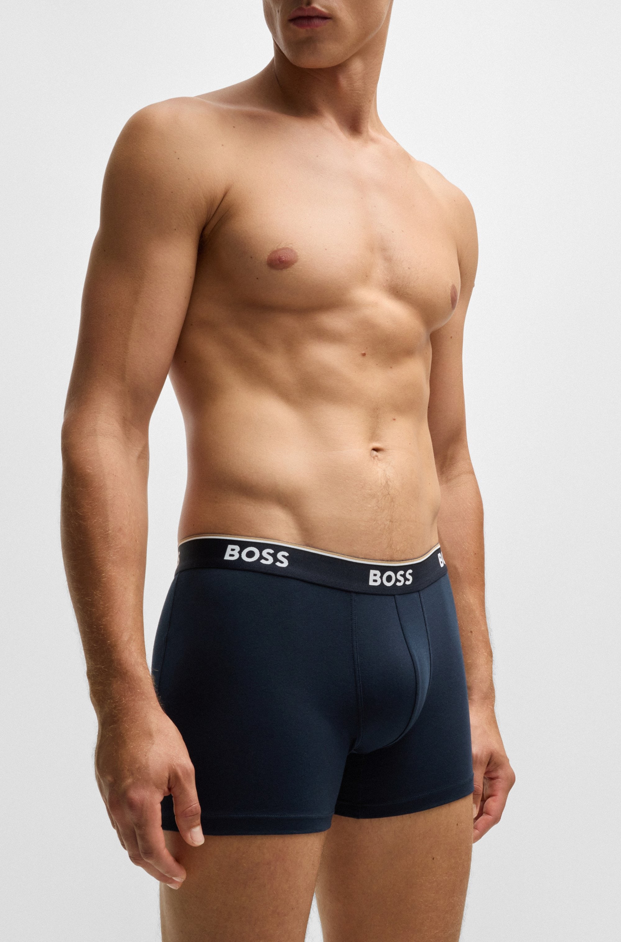 BOSS Langer Boxer »Boxer Brief 3P«, (Packung, 3er-Pack), mit farblich passendem Webbund