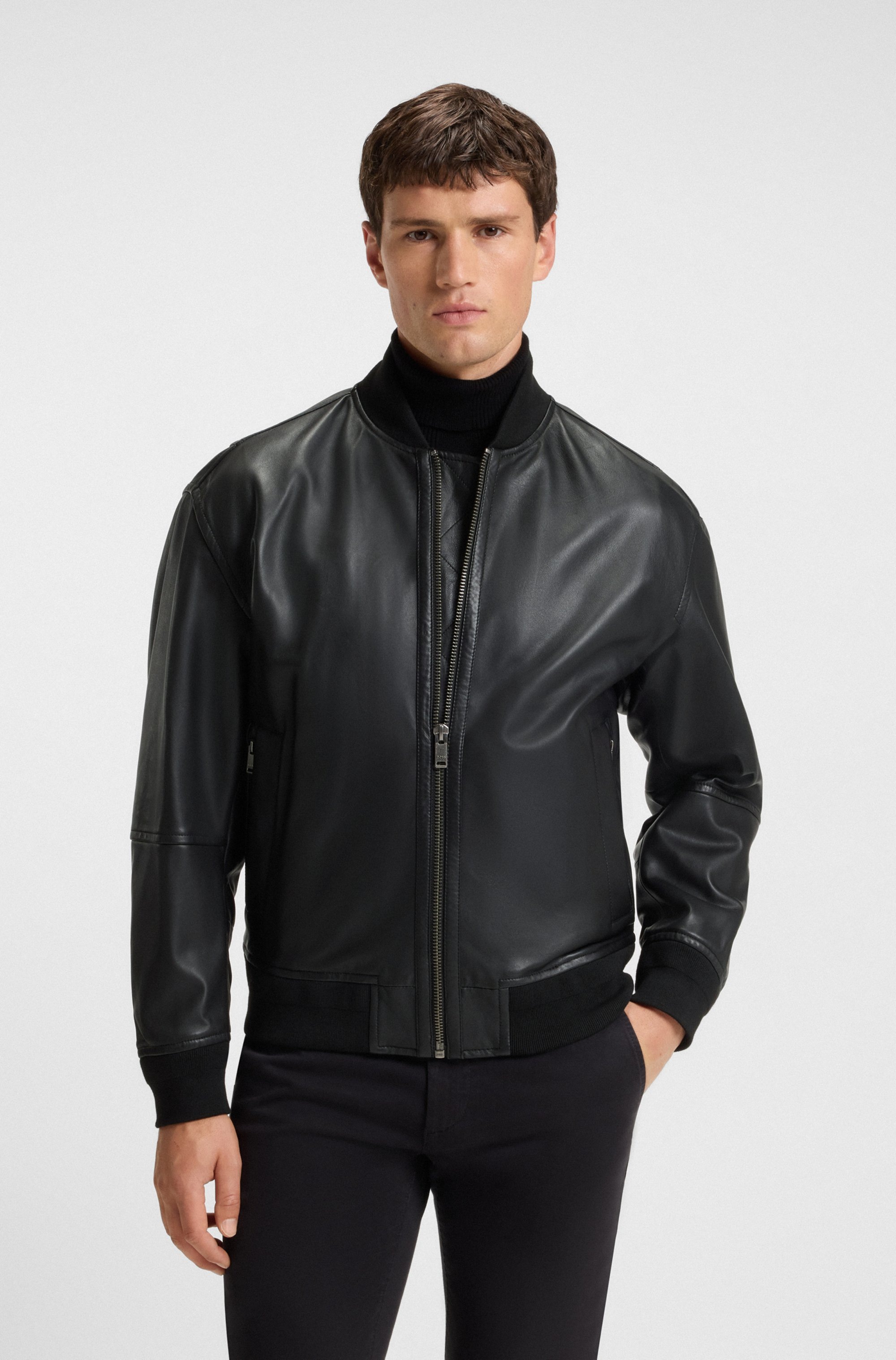 BOSS ORANGE Lederjacke »Jobrice« regular fit, weiches Material