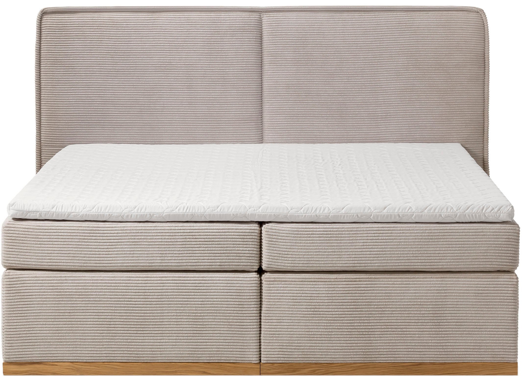 Home affaire Boxspringbett »SHERWOOD Hotelbett, Polsterbett«, Hochwertiger Cord,weiche Velours-Struktur, mit Topper, Eiche