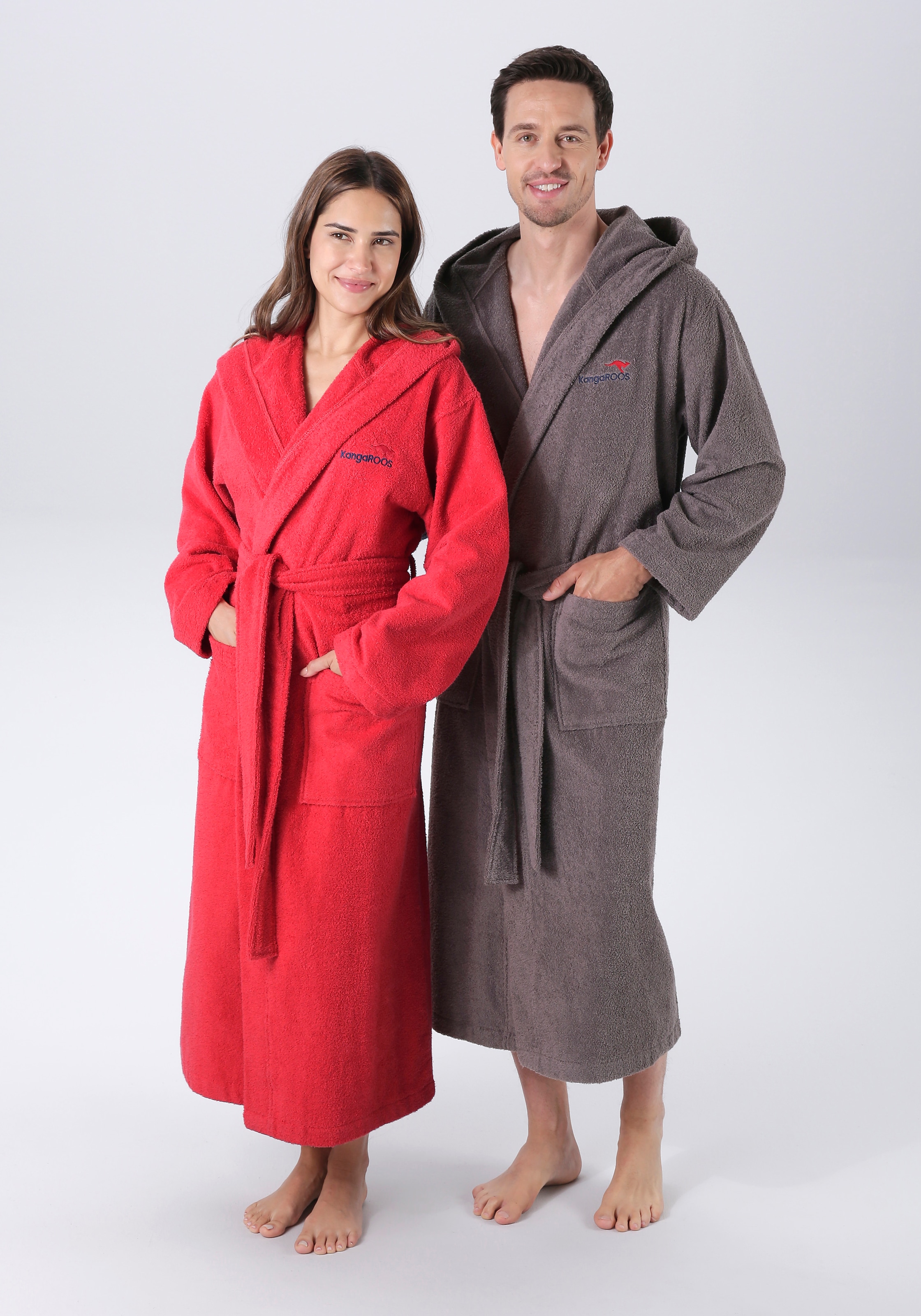 KangaROOS Unisex-Bademantel »Cassidy, für Damen & Herren, Standardlänge & Überlänge«, (1 St.), mit Taschen, Männer und Frauen, Baumwolle, Reise, Hotel, Sauna, S-3XL