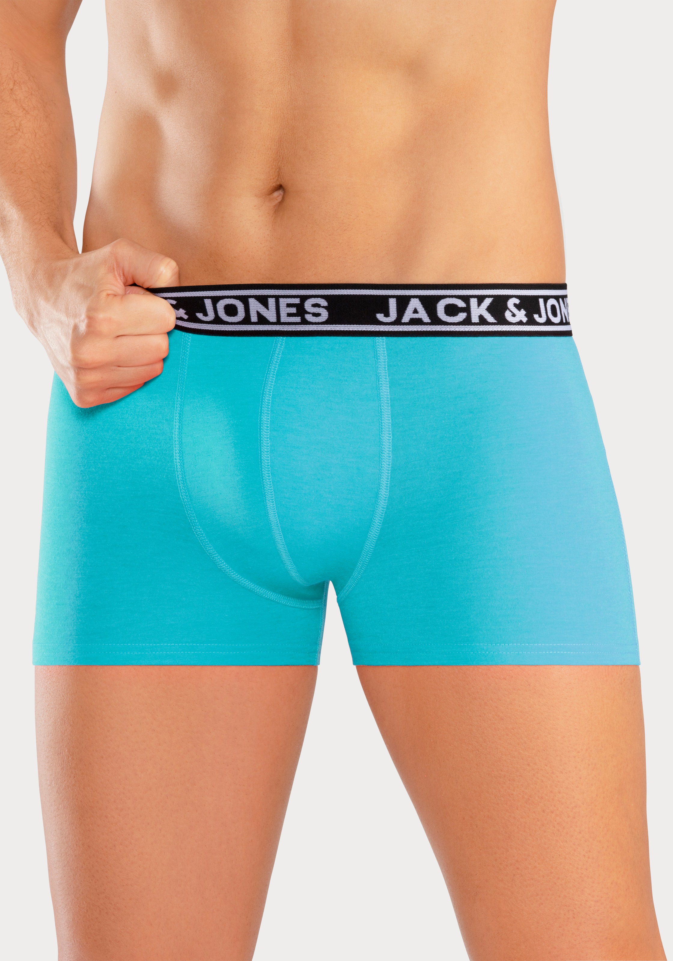 Jack & Jones Trunk »JACCRISP im 6er Pack mit Logobund und Stretchkomfort«, (Packung, 6 St.), unifarben mit Farbeinsatz, modisch, eng anliegend, Baumwollmischung