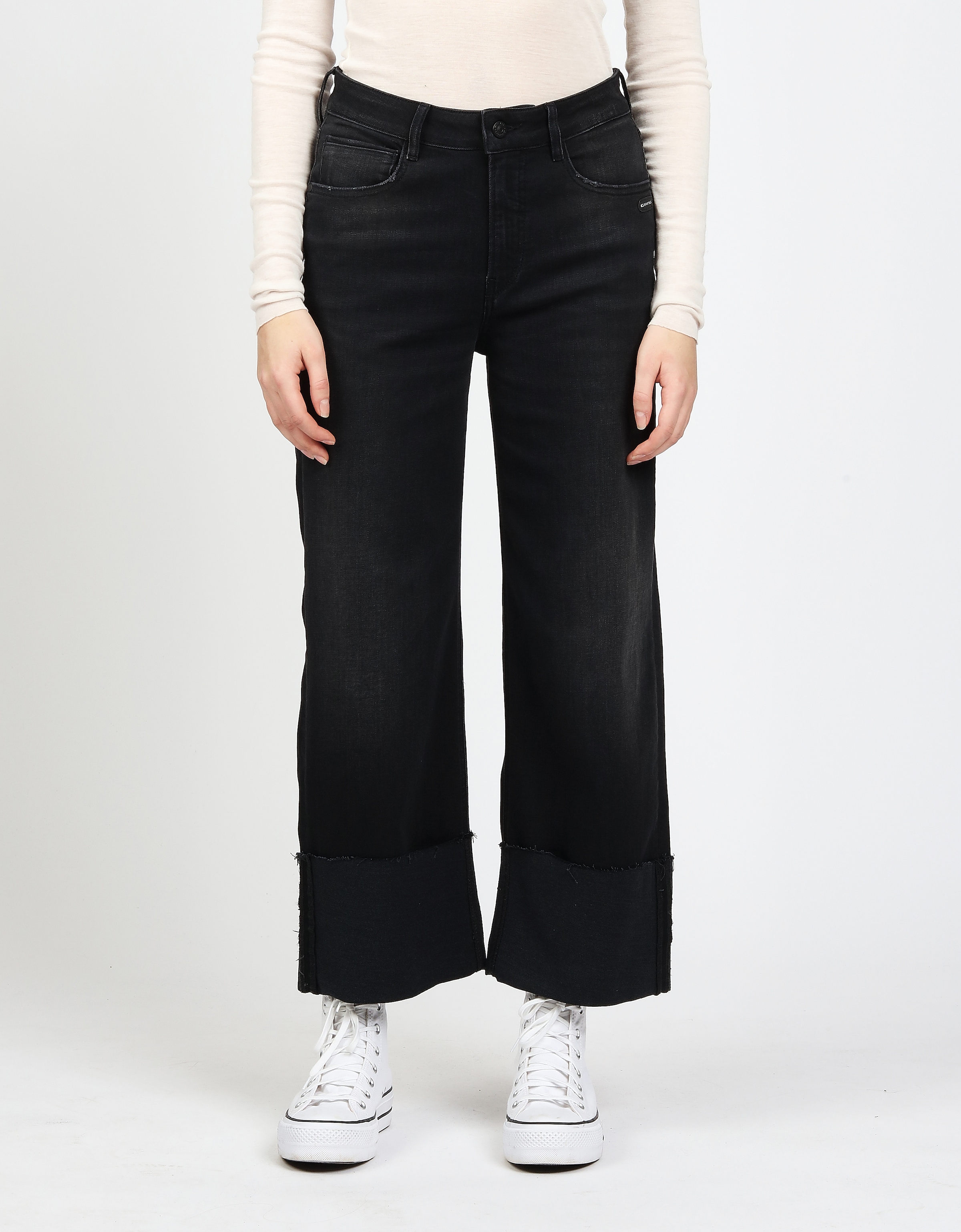 GANG Weite Jeans "94JETTE CULOTTE" mit hochgeschlagenem, ausgefranstem Saum, Wide Fit