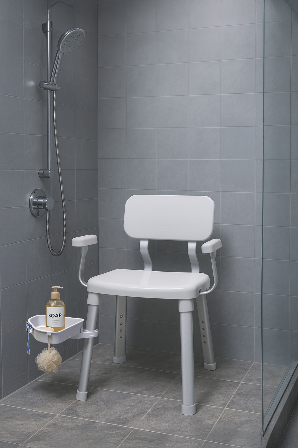 Bischof Dusch- und Badhocker »Splash Deluxe«, belastbar bis 150 kg, mit schwenkbarer Ablage 28x21cm