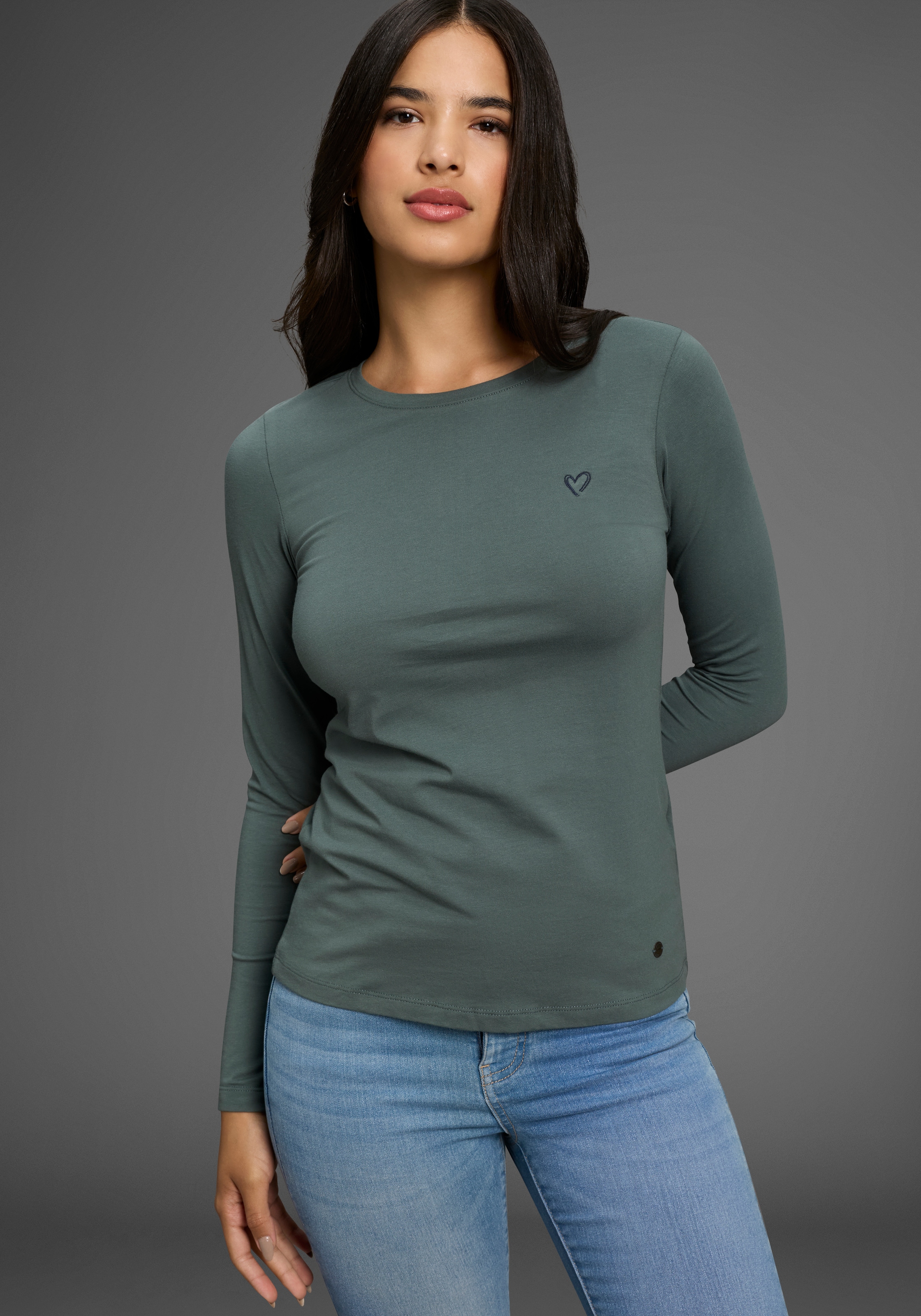 KangaROOS Langarmshirt, im Doppelpack, gestreift + uni