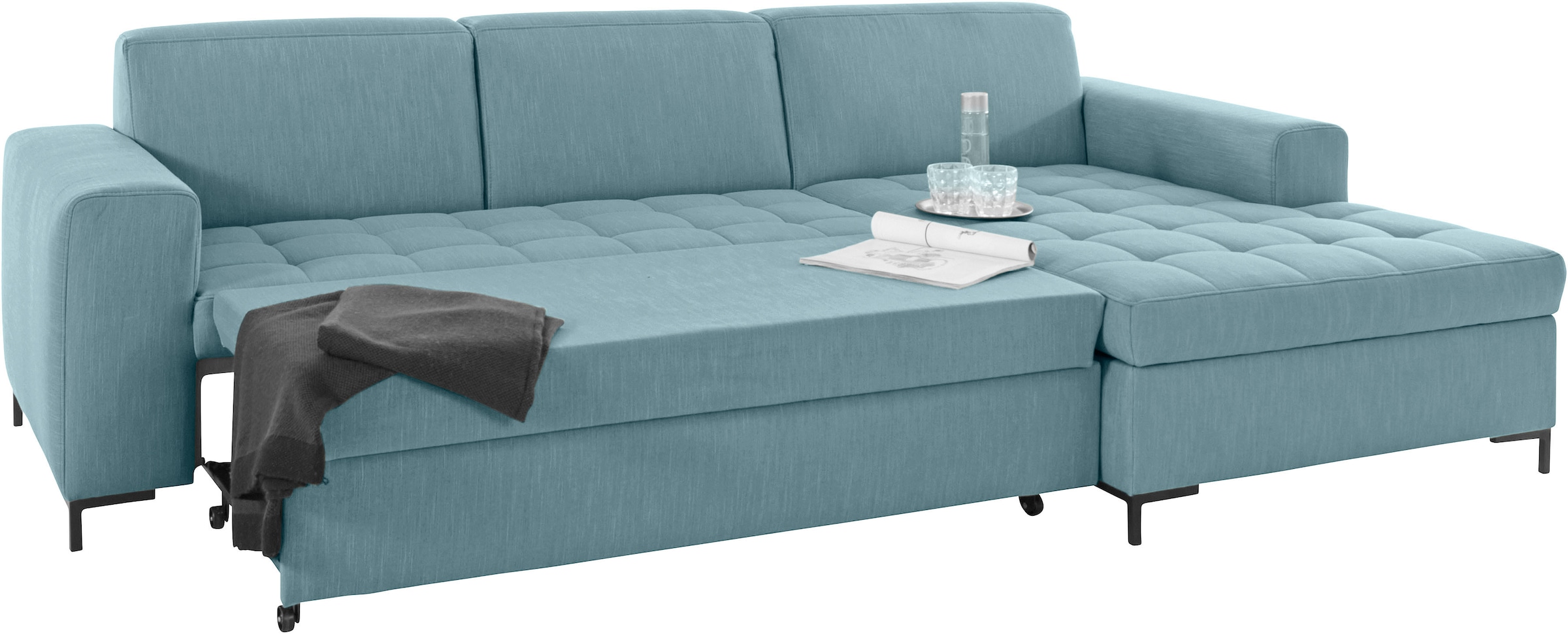 GOODproduct Ecksofa »Grazzo L-Form«, hochwertige Stoffe aus recyceltem Material, Steppung im Sitzbereich