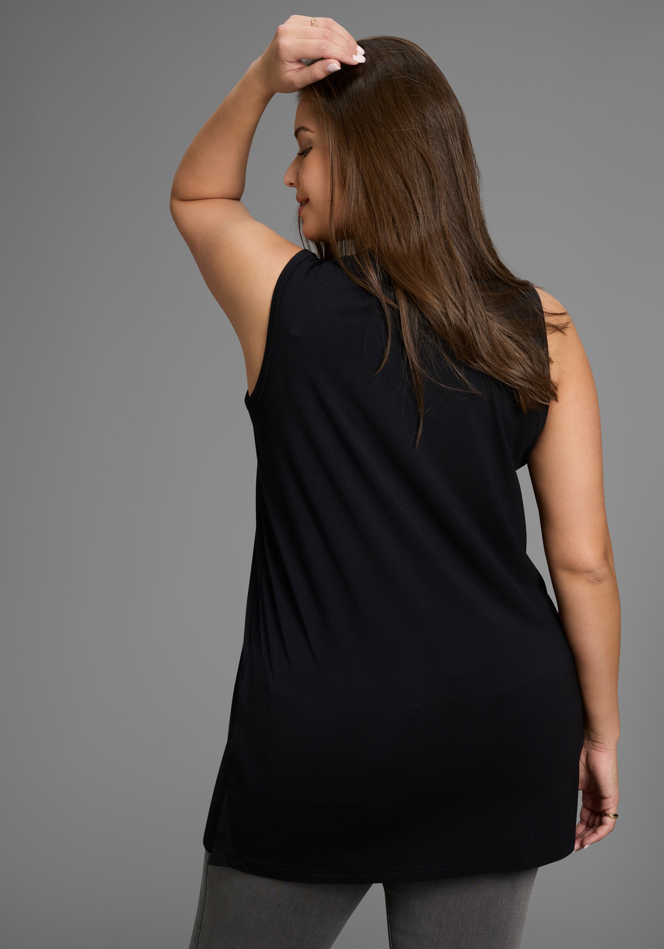Laura Scott CURVE Longtop, aus fliessendem Jersey mit lockerem Schnitt - GROSSE GRÖSSE