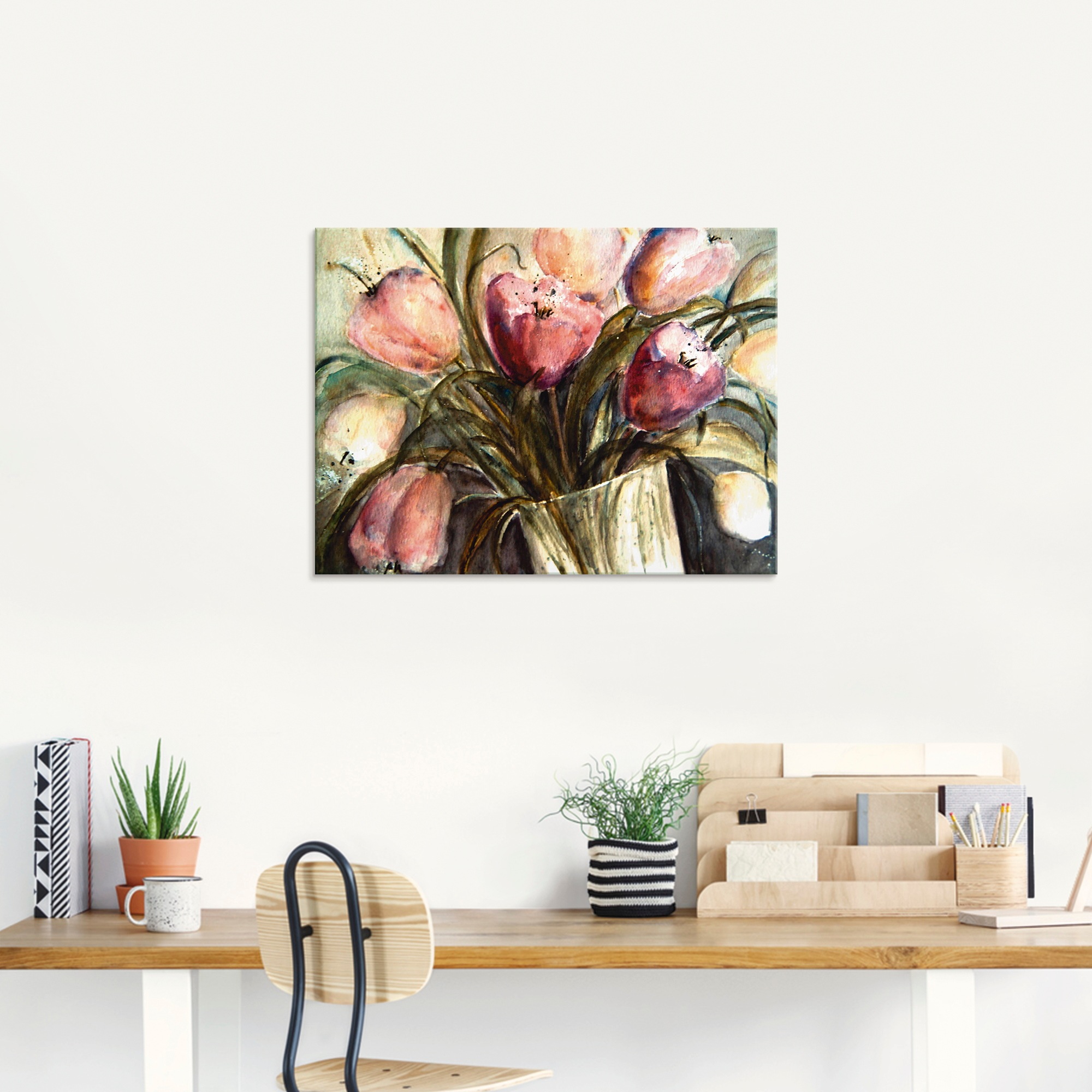 Artland Glasbild »Lila Tulpen in Vase«, Blumen, (1 St.), in verschiedenen Grössen