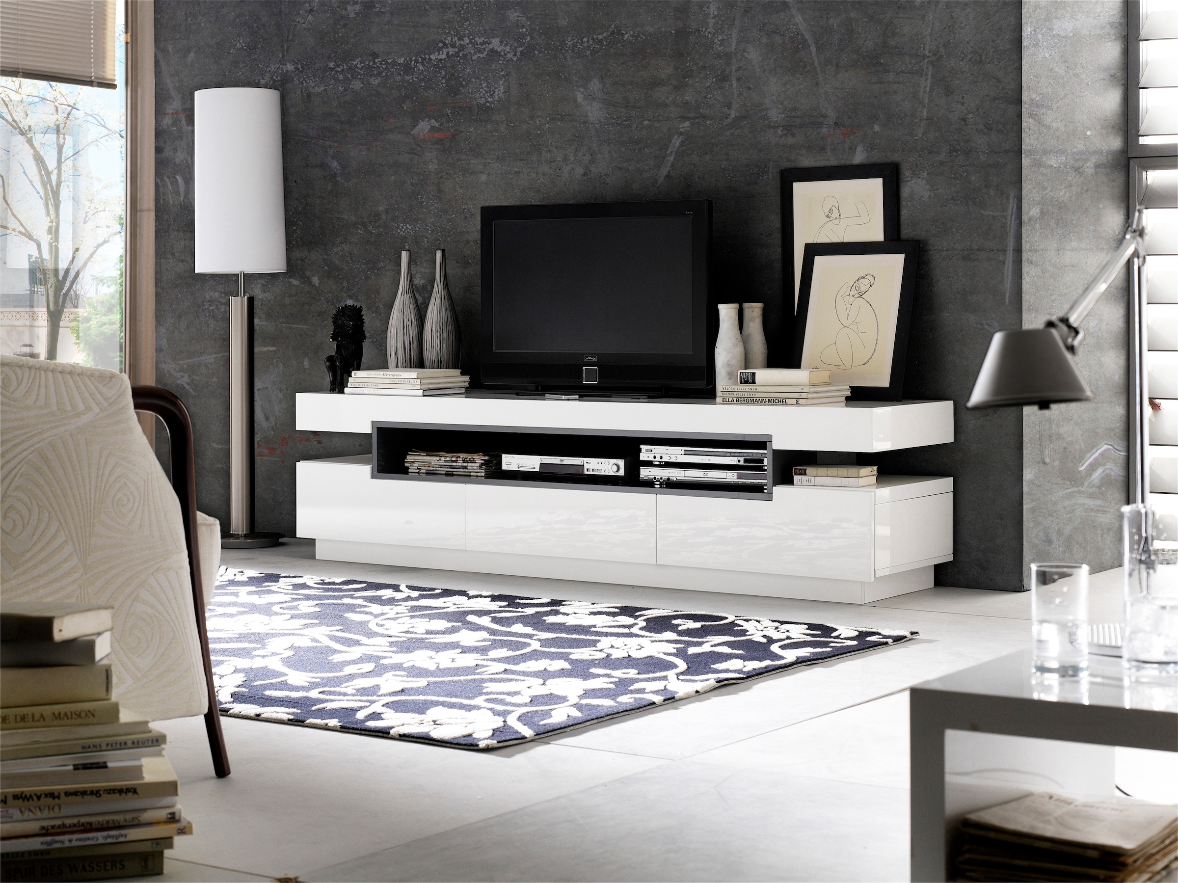 MCA furniture Lowboard »Laura«, weiss Hochglanz mit 3 Schubladen