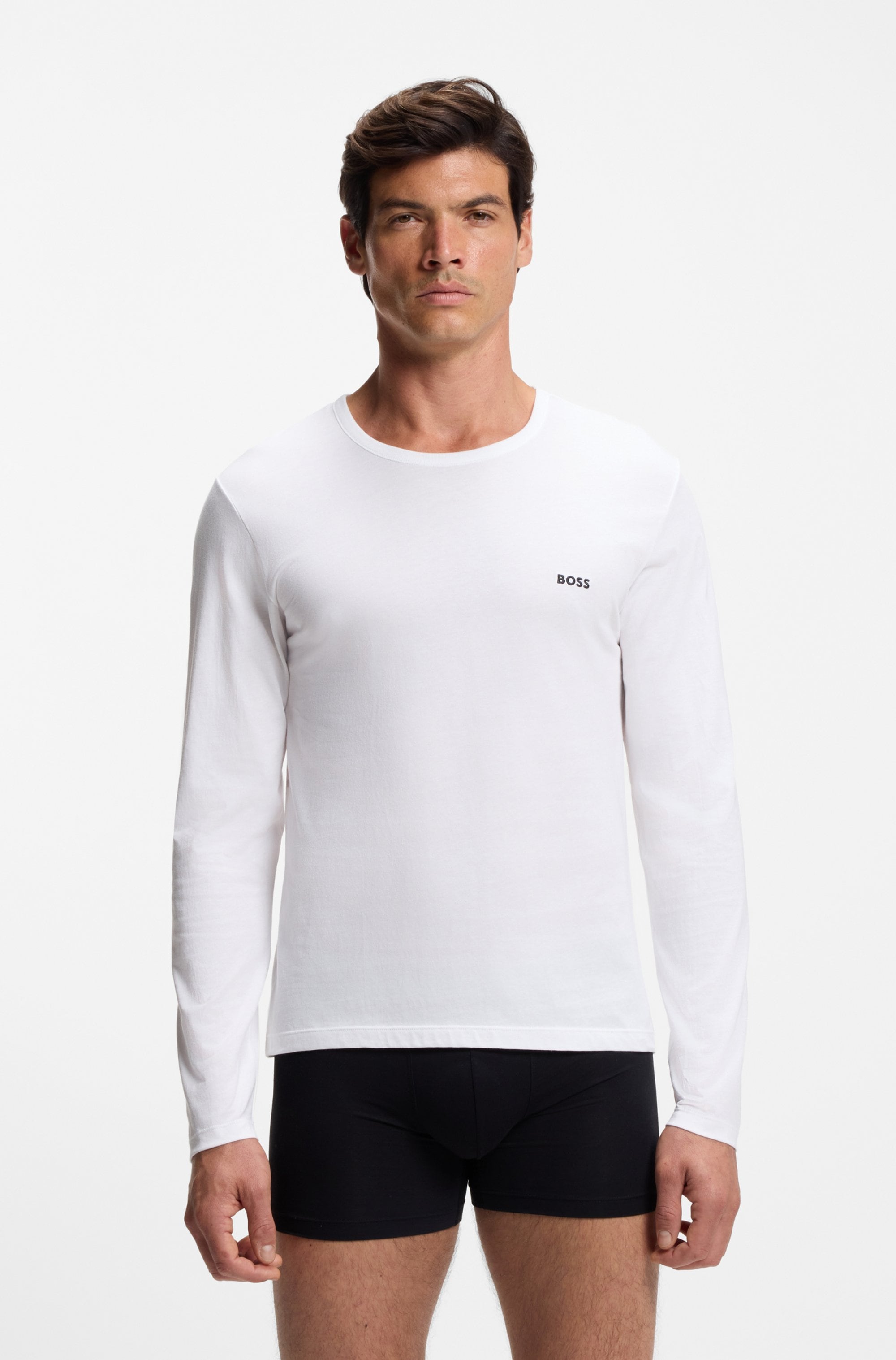 BOSS Langarmshirt »longsleeve-Shirt R-Neck Classic COTTON 3pcs/pack«, (3 tlg.), mit BOSS Logo-Schriftzug