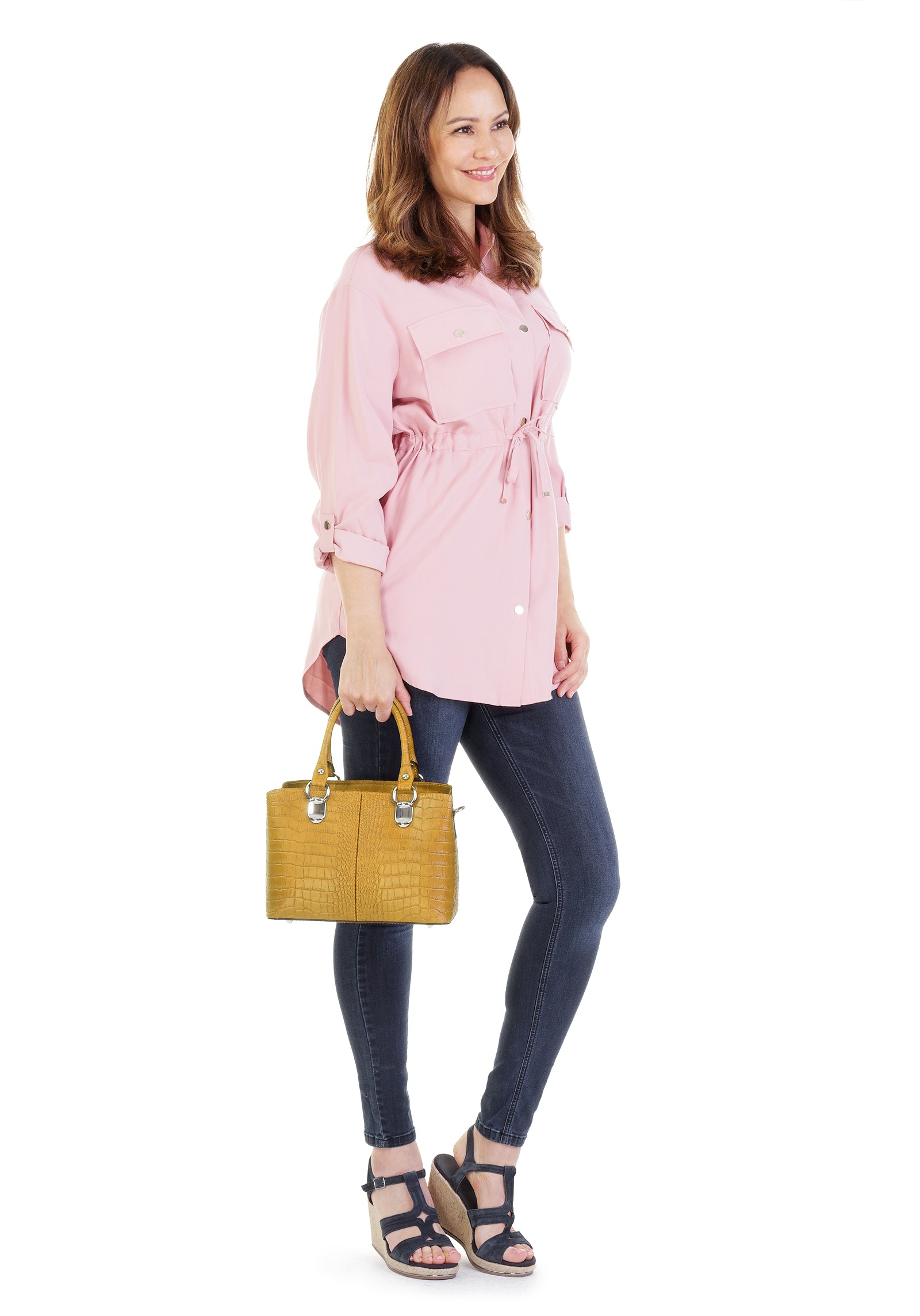 Cluty Umhängetasche, echt Leder, Made in Italy