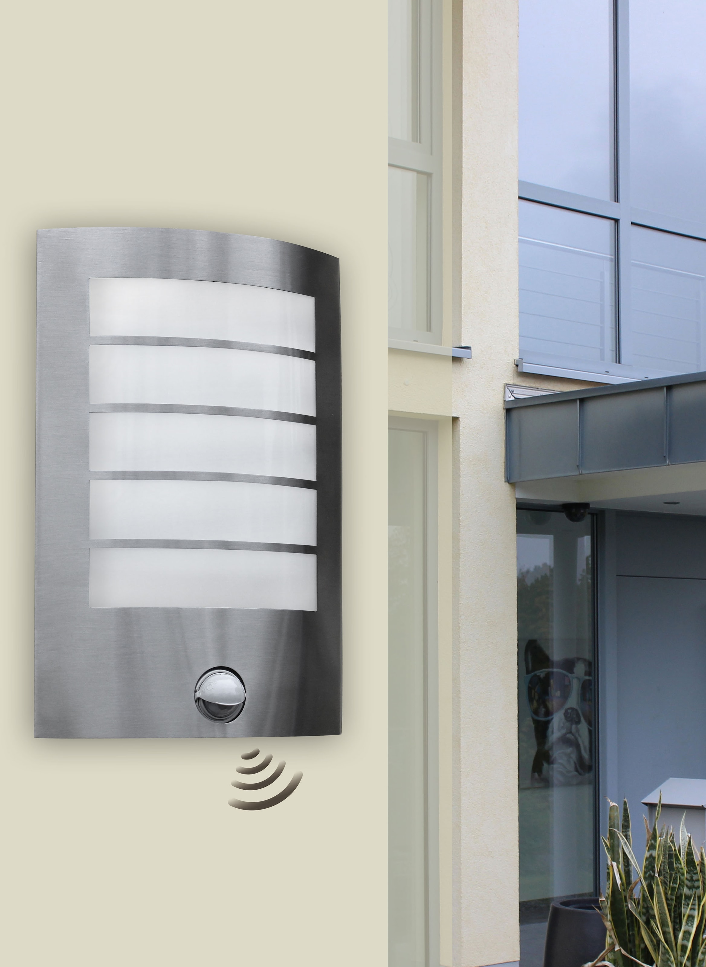 LUTEC LED Aussen-Wandleuchte »SLIM«, Leuchtmittel LED-Modul | LED fest integriert, Bewegungsmelder