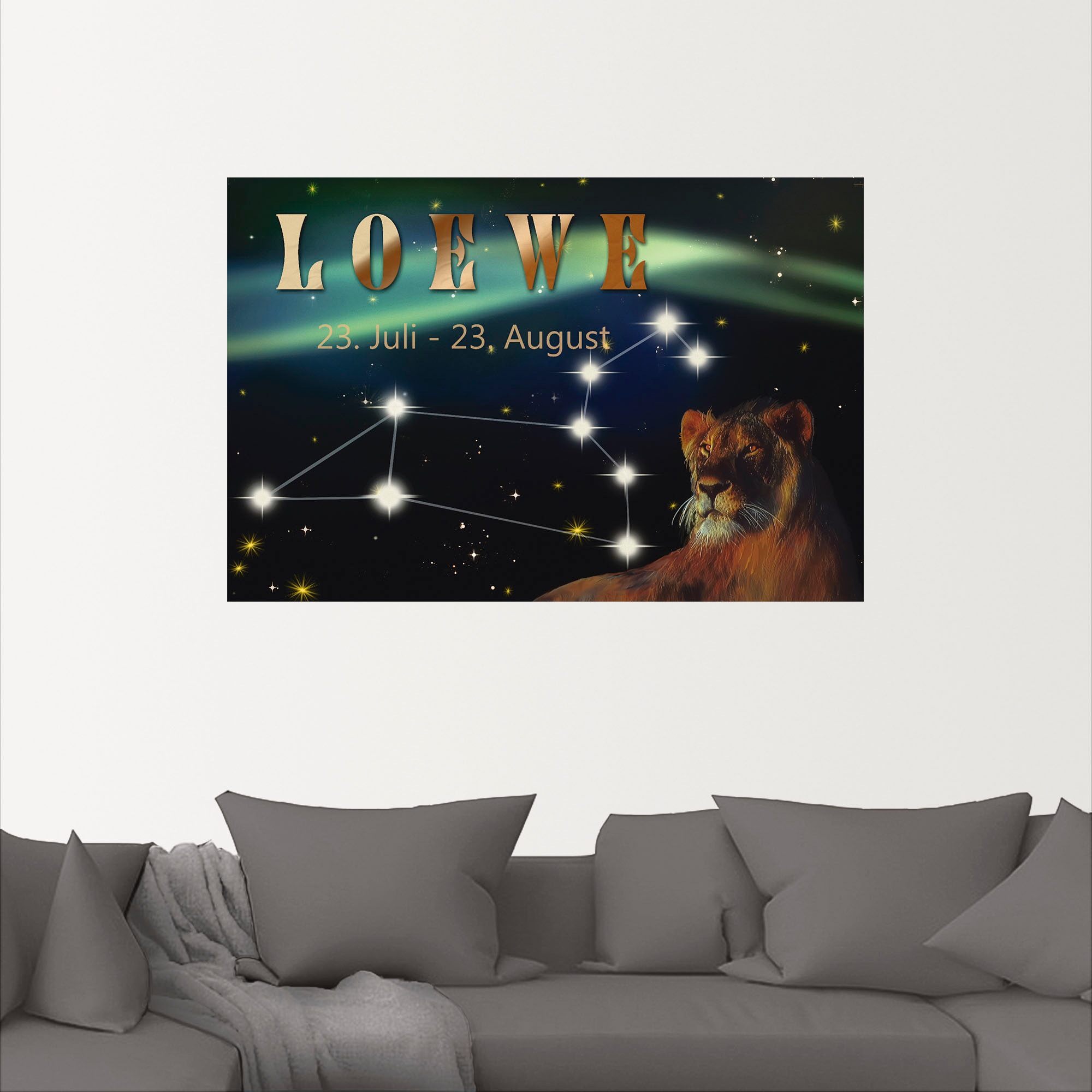 Artland Wandbild »Sternzeichen - Löwe«, Bilder von Sternzeichen, (1 St.), als Leinwandbild, Poster, Wandaufkleber in verschied. Grössen