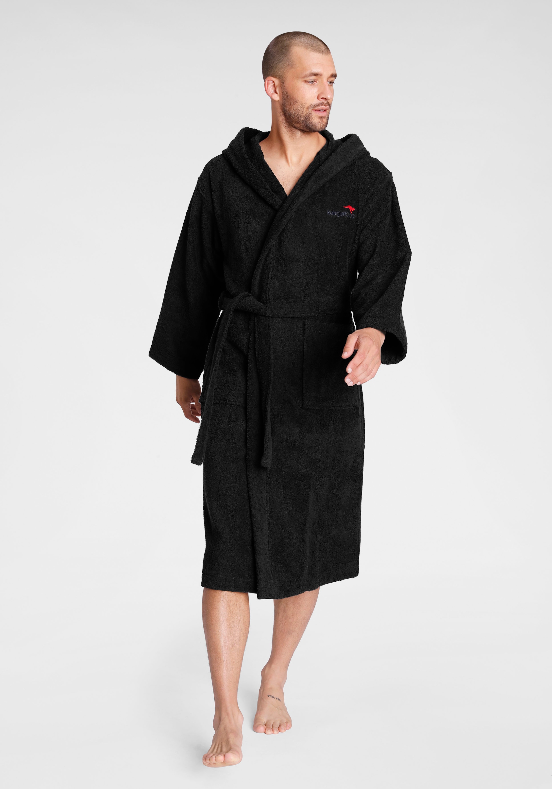 KangaROOS Unisex-Bademantel »Cassidy, für Damen & Herren, Standardlänge & Überlänge« 1 Stk. mit Taschen, Männer und Frauen, Baumwolle, Reise, Hotel, Sauna, S-3XL