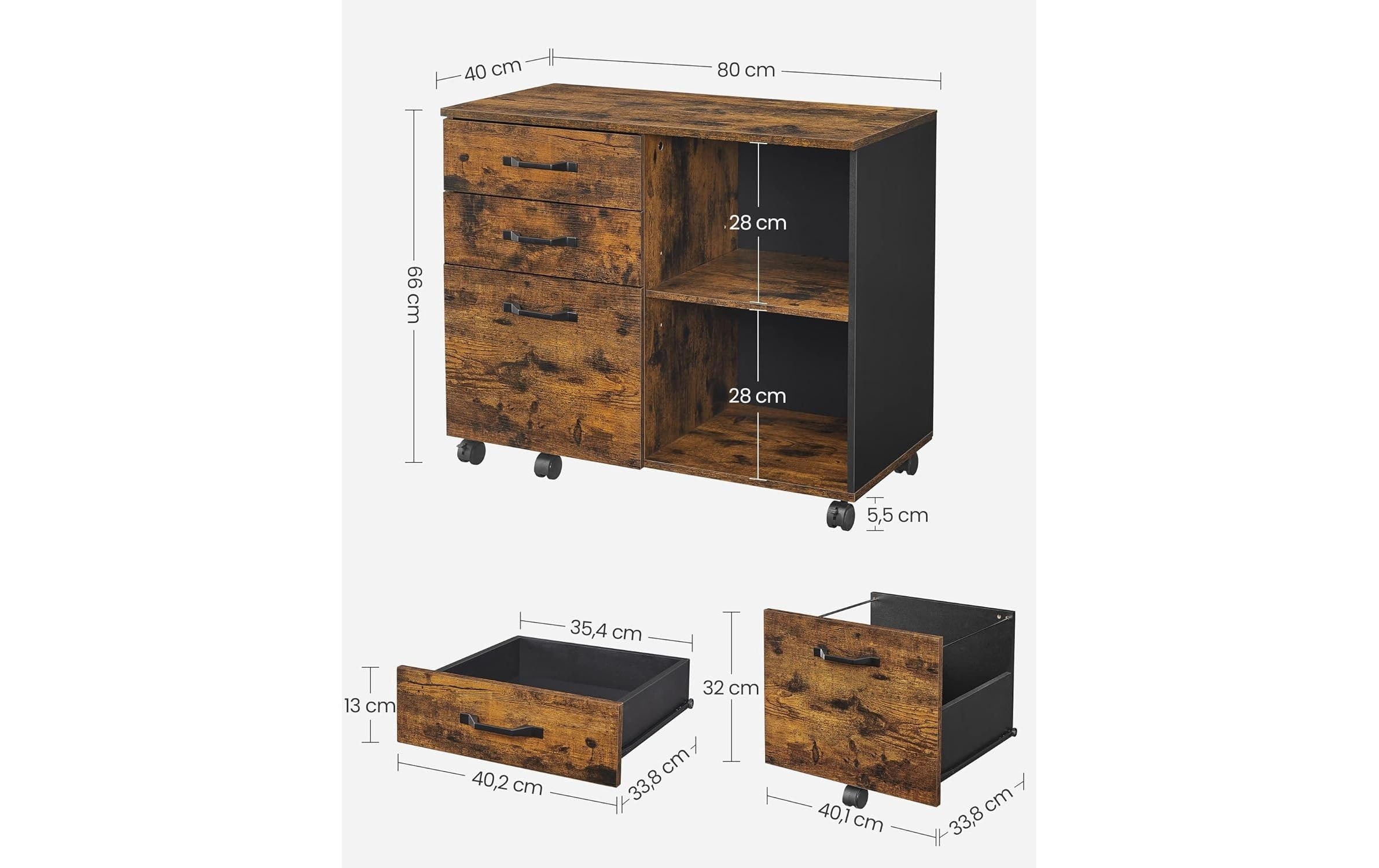 SONGMICS Aktenschrank »mit Rollen 80 x 40 x 66 cm«