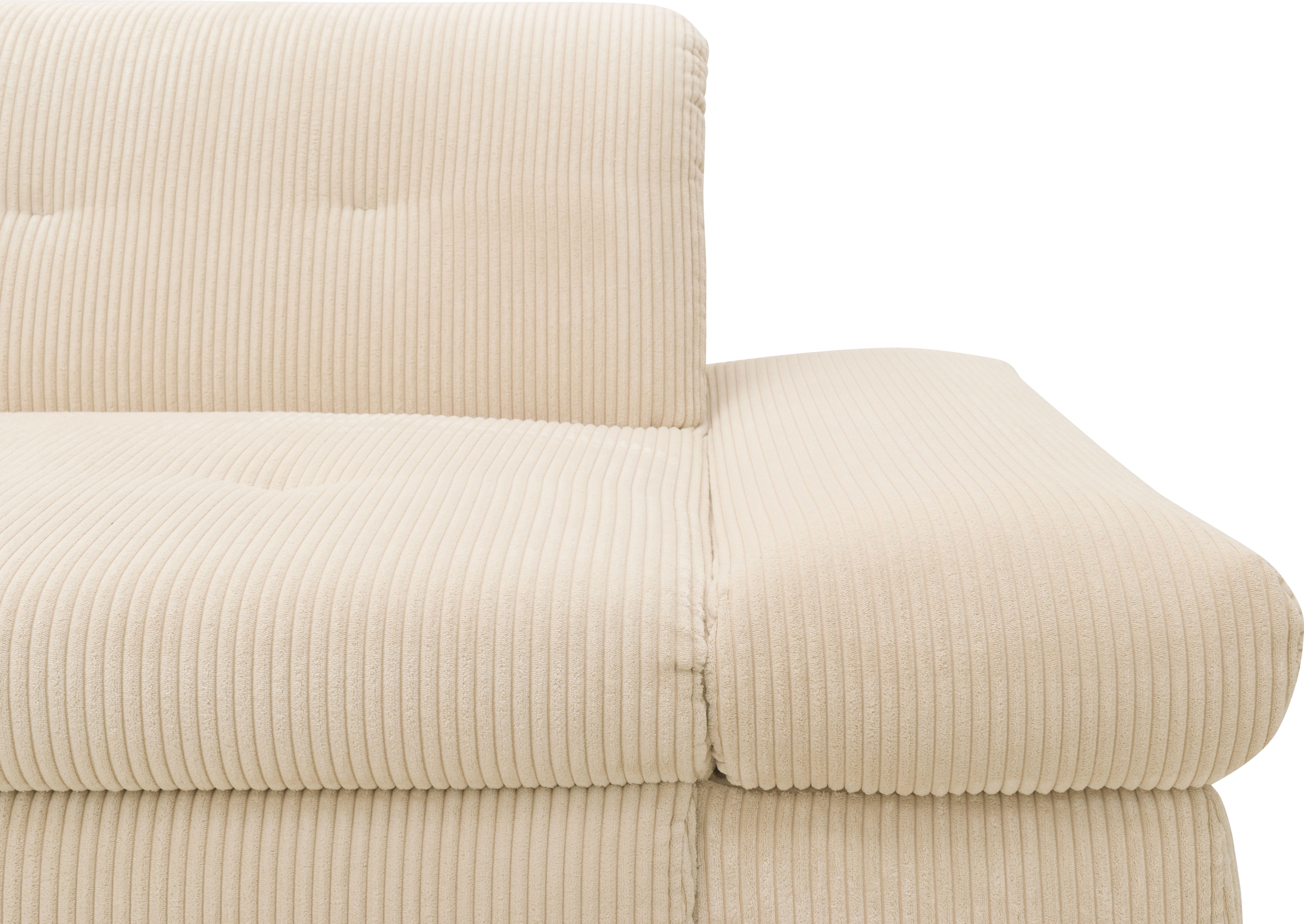 DOMO collection Ecksofa »Moric Luxus - B/T/H 300/172/80 cm, XXL-Format«, L-Form, 140kg Belastung/Sitz, Cord, creme