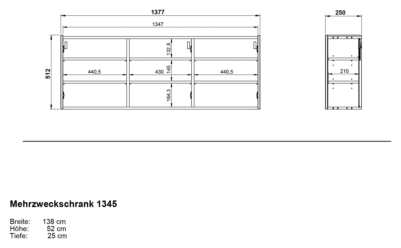 GERMANIA Mehrzweckschrank »GW-Libbiano«, (1 St.), ideal für schmale Flure, Breite 138 cm, in 3 verschiedenen Höhen