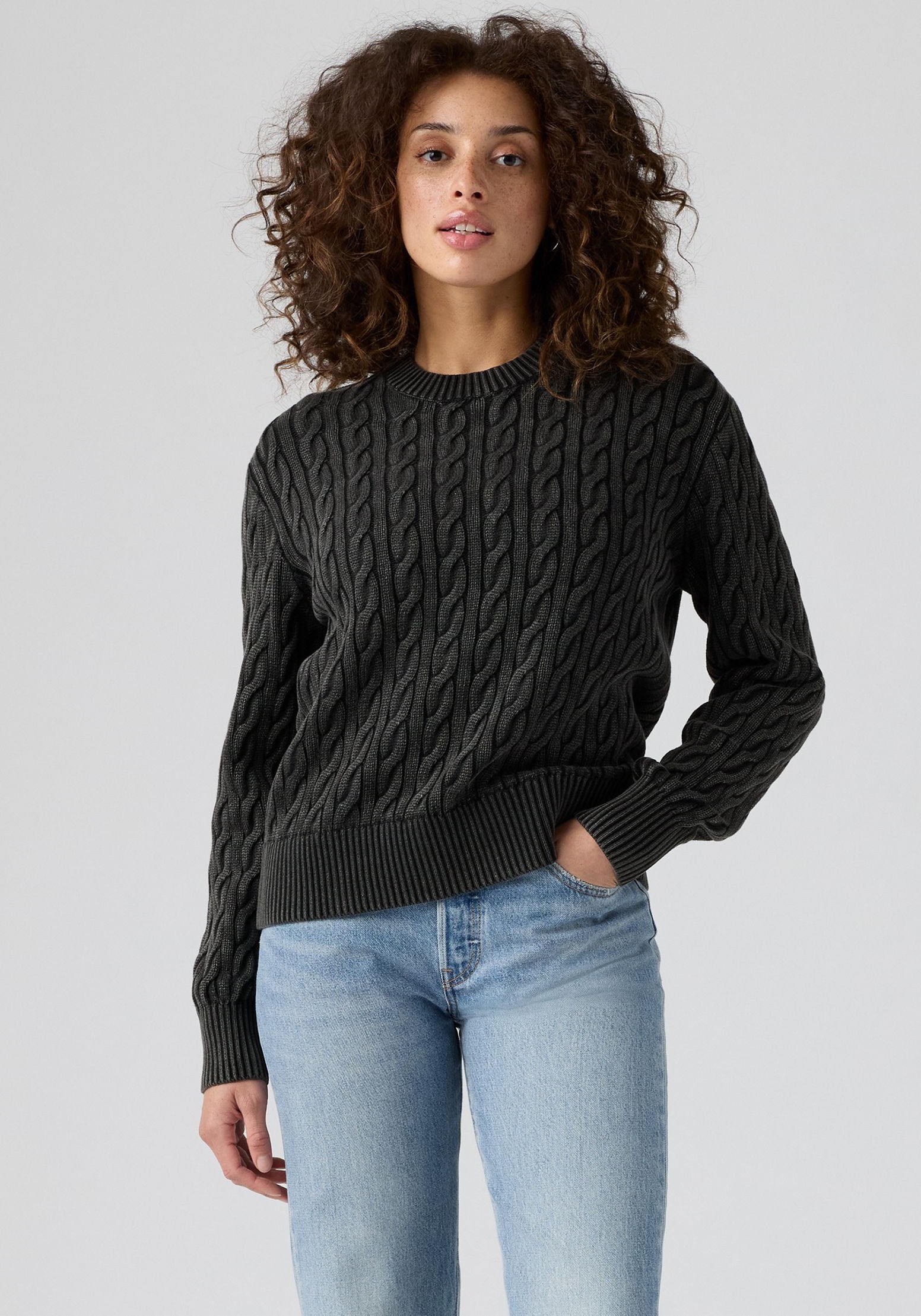 Levi's® Rundhalspullover »BOYFRIEND CREW PU« Mit Zopfmuster