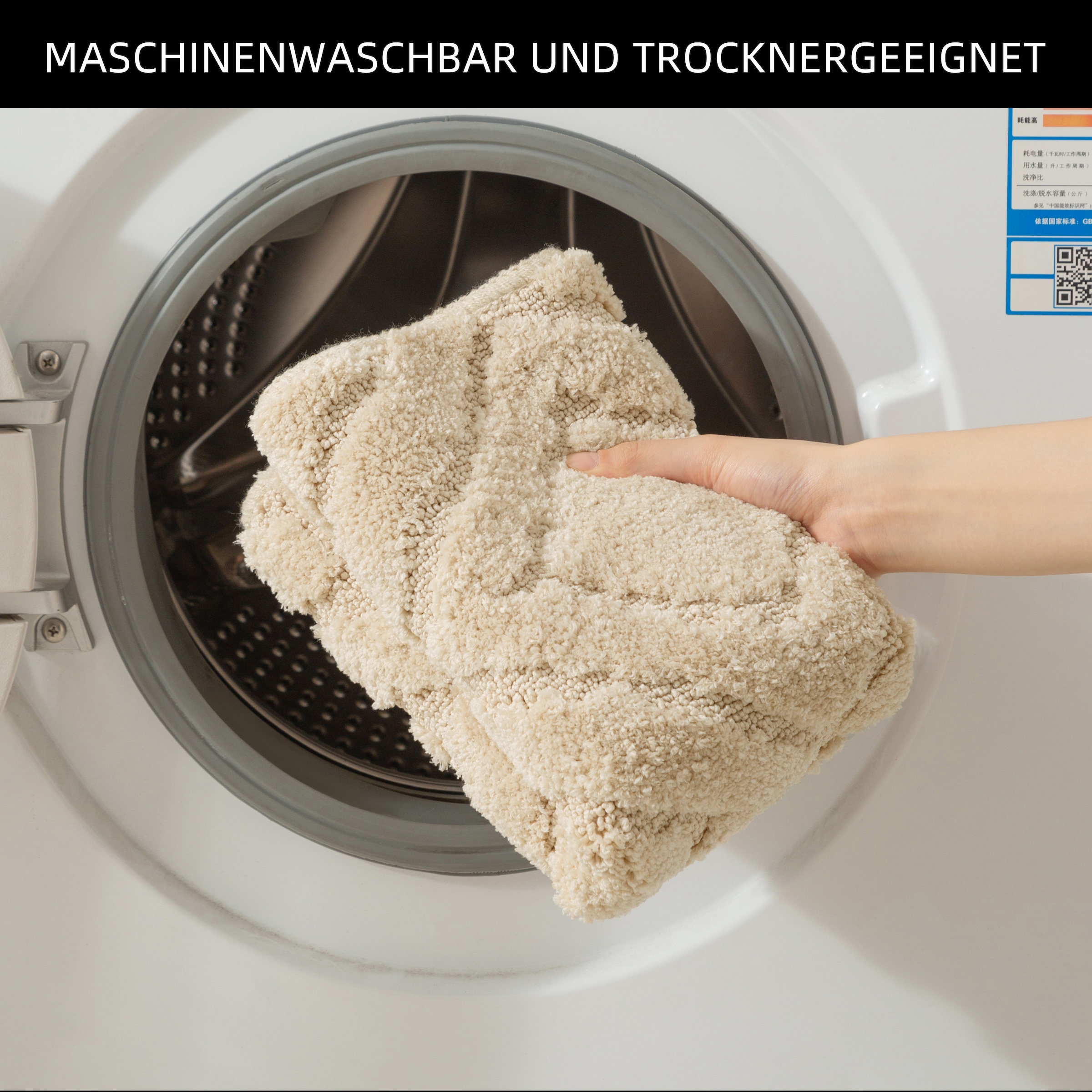 my home Badematte »Louvres, Badvorleger, Badezimmer Teppich, Duschvorleger«, rutschhemmend beschichtet, schnell trocknend, Badteppich, Uni Farben, Hoch-Tief Effekt, Boho-Style