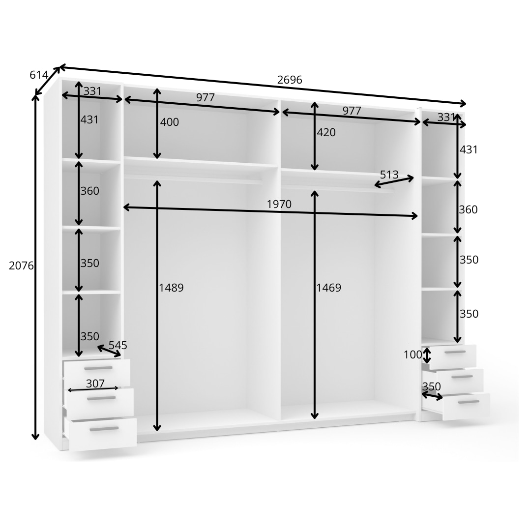 Home affaire Kleiderschrank »Antioch, FSC-zertifiziert, mit Dreh-UND Schiebetüren«, (B/T/H 270/61,4/207cm, inklusive Einlegeböden und Kleiderstangen), mit oder ohne Spiegel und Schubladen - YOUR Choice