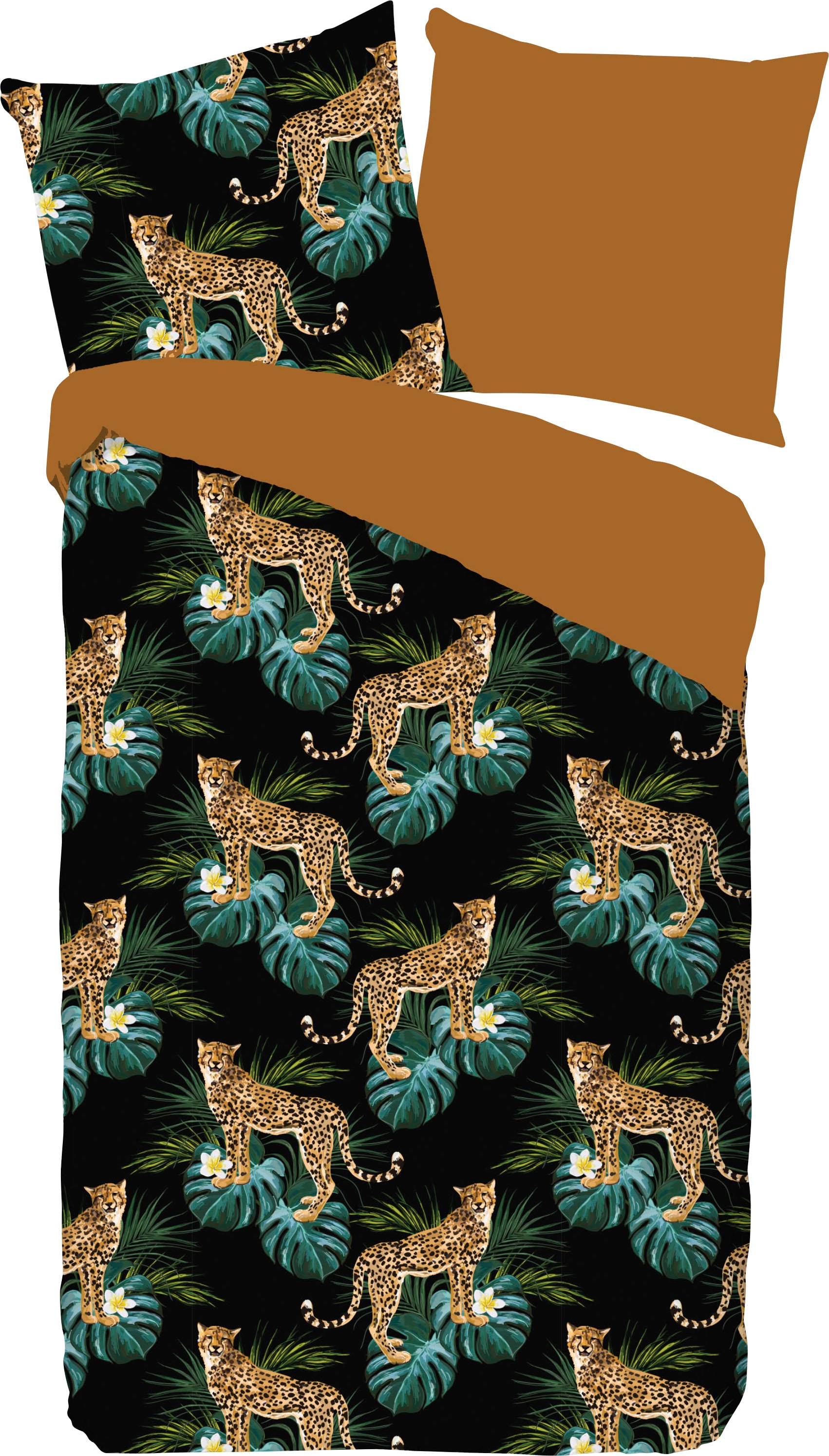PURE luxury collection Wendebettwäsche »Jordan«, Mikrofaser, 135x200, Pflegeleicht, Reissverschluss, Wendeoptik, Leopard