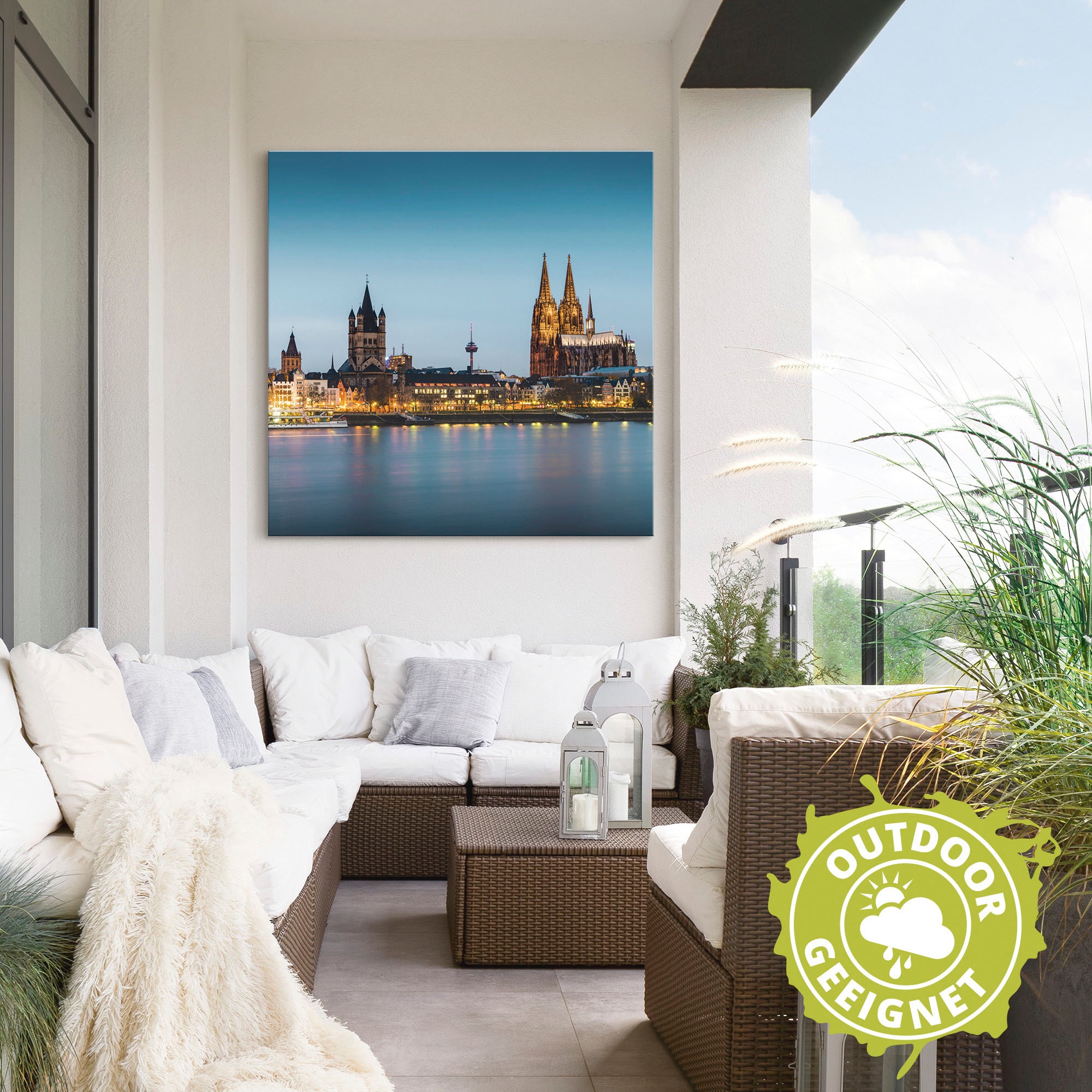 Artland Alu-Dibond-Druck »Köln Rheinpromenade«, Deutschland, (1 St.), für Innen- und Aussenbereich geeignet, Outdoorbild
