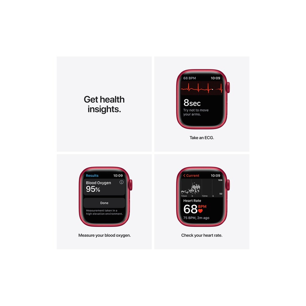 Apple Smartwatch »Serie 7, GPS, 41 mm Aluminiumgehäuse mit Sportarmband«, (Watch OS MKN23FD/A)