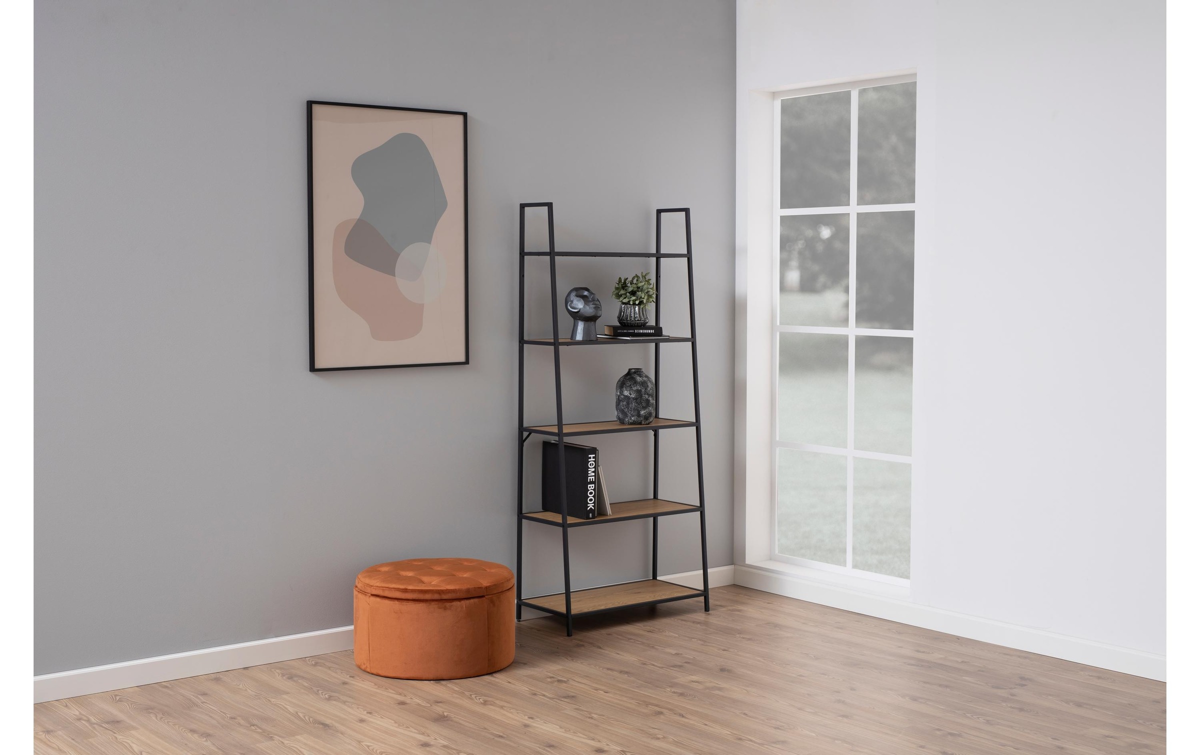 AC Design Regal »Seaford 77 x 36 x 174.5 cm, Eiche/Schwarz matt«