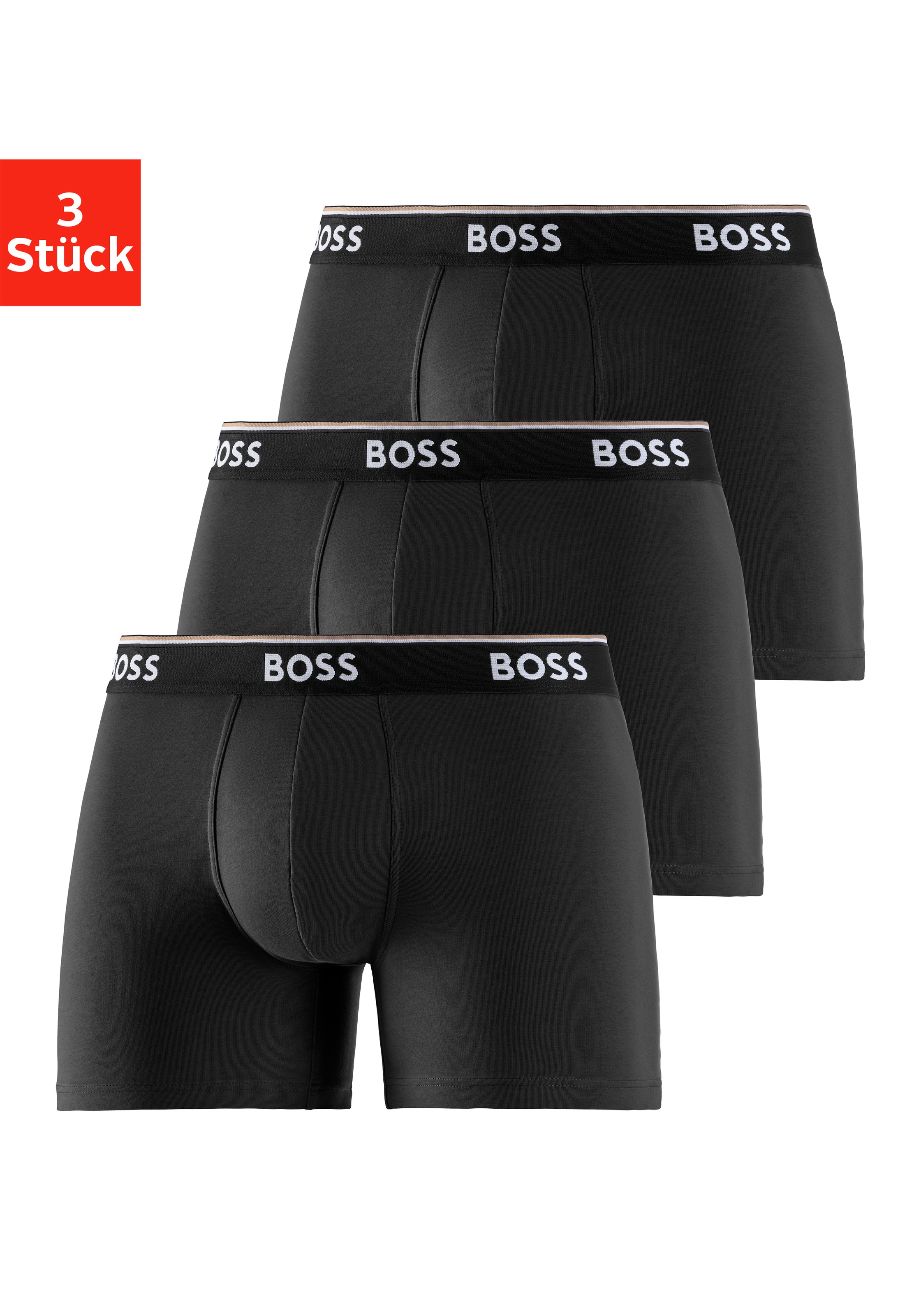 BOSS Langer Boxer »Brief 3 PACK«, mit farblich passendem Webbund
