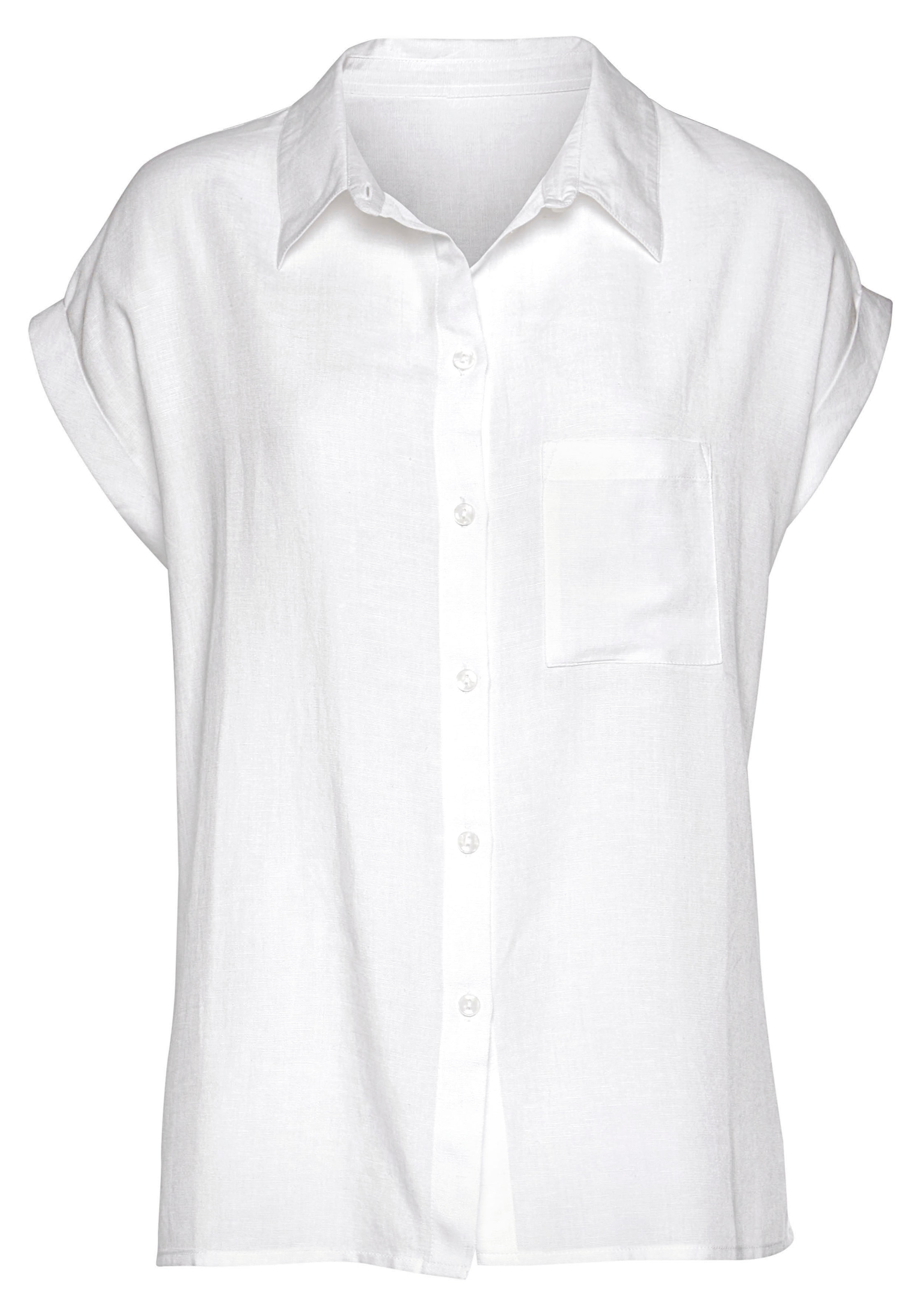 ❤ LASCANA Hemdbluse, aus Leinenmix mit Knopfleiste, Leinenbluse,  Kurzarmbluse kaufen im Jelmoli-Online Shop