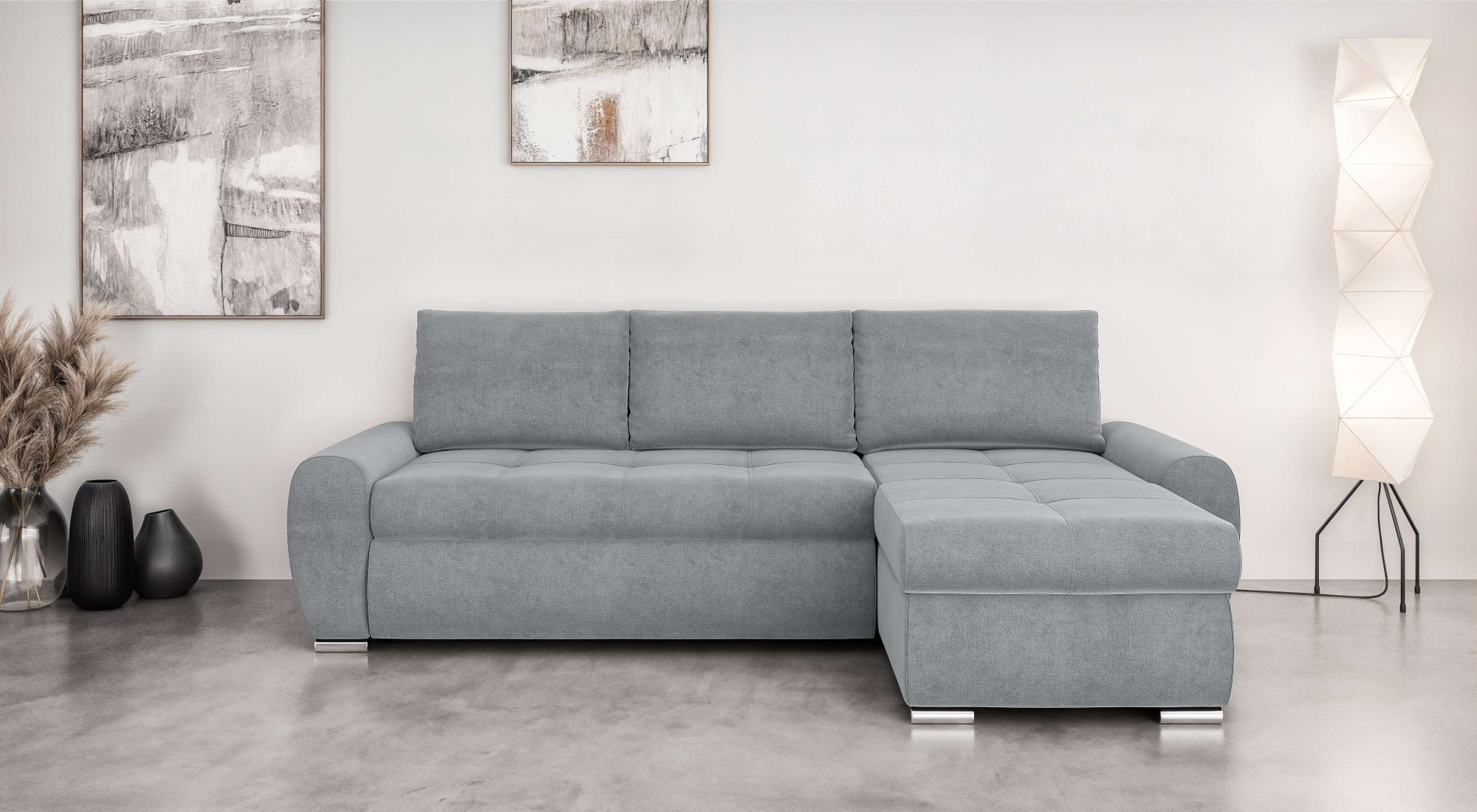 Home affaire Ecksofa "HAVERHILL Schlafsofa mit Bettkasten, Masse B/H/T: 237/89/166 cm" L-Form mit Recamiere links oder rechts bestellbar, Wellenunterfederung