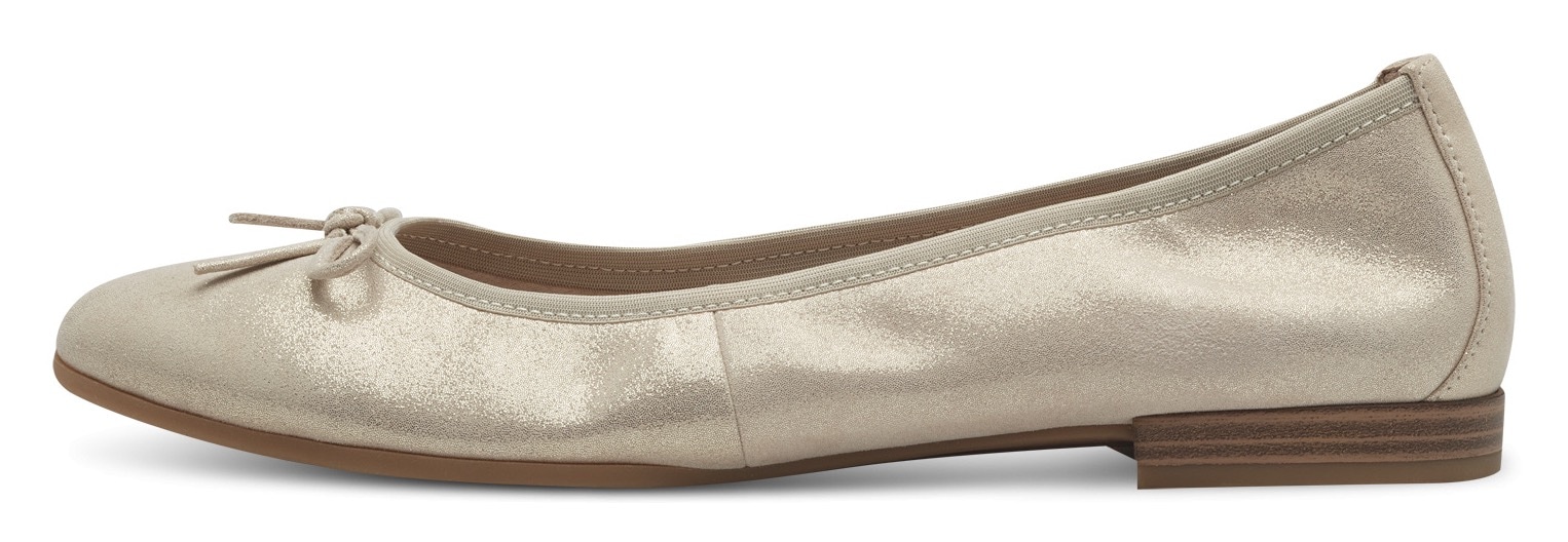 Tamaris Ballerina, Festtagsschuh, Hochzeitsschuh, Flats mit Schleife im Metallic Look