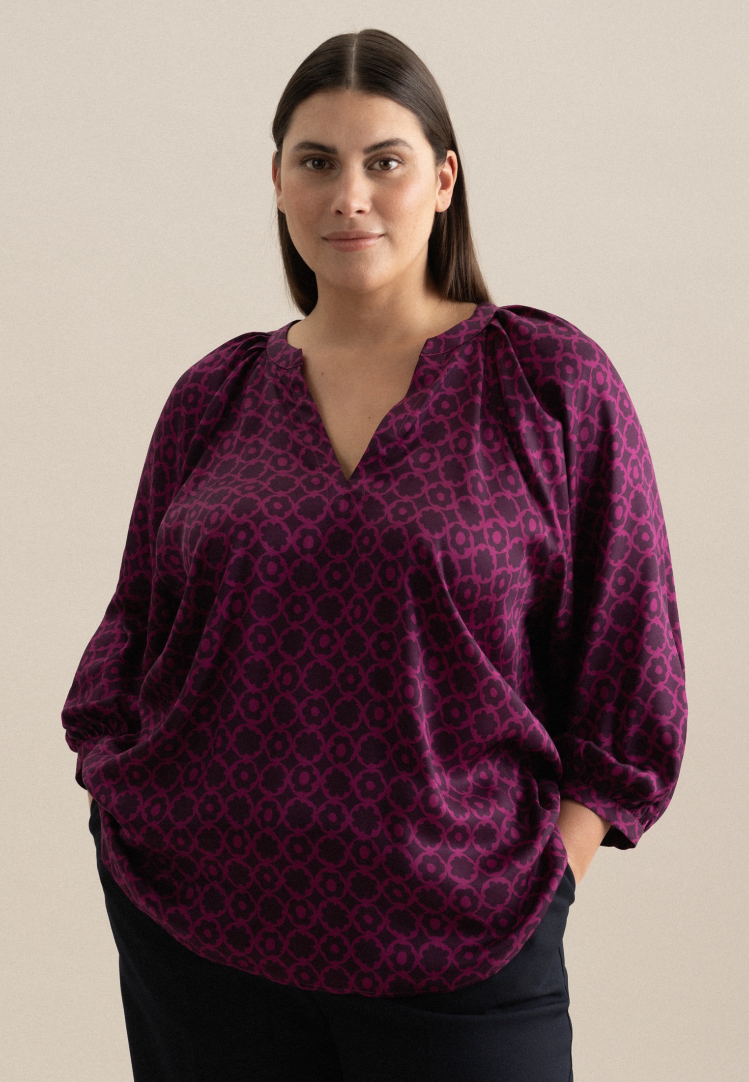 seidensticker Shirtbluse »Schwarze Rose« 3/4 Rundhals Druck