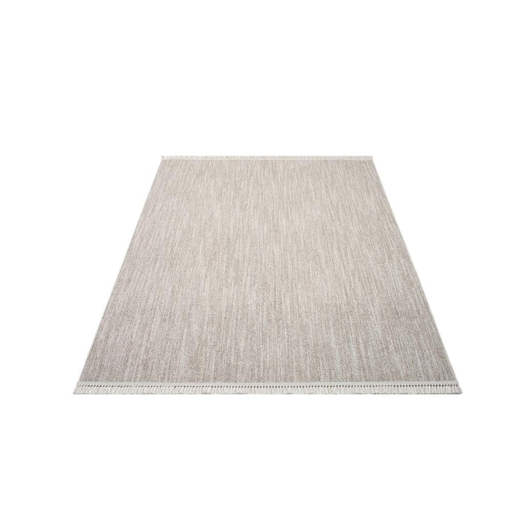Carpet City Teppich »CLASICO 0052«, rechteckig, 11 mm Höhe, Läufer, Kurzflor, Hochtief-Muster, Boho, Fransen, Wohnzimmer
