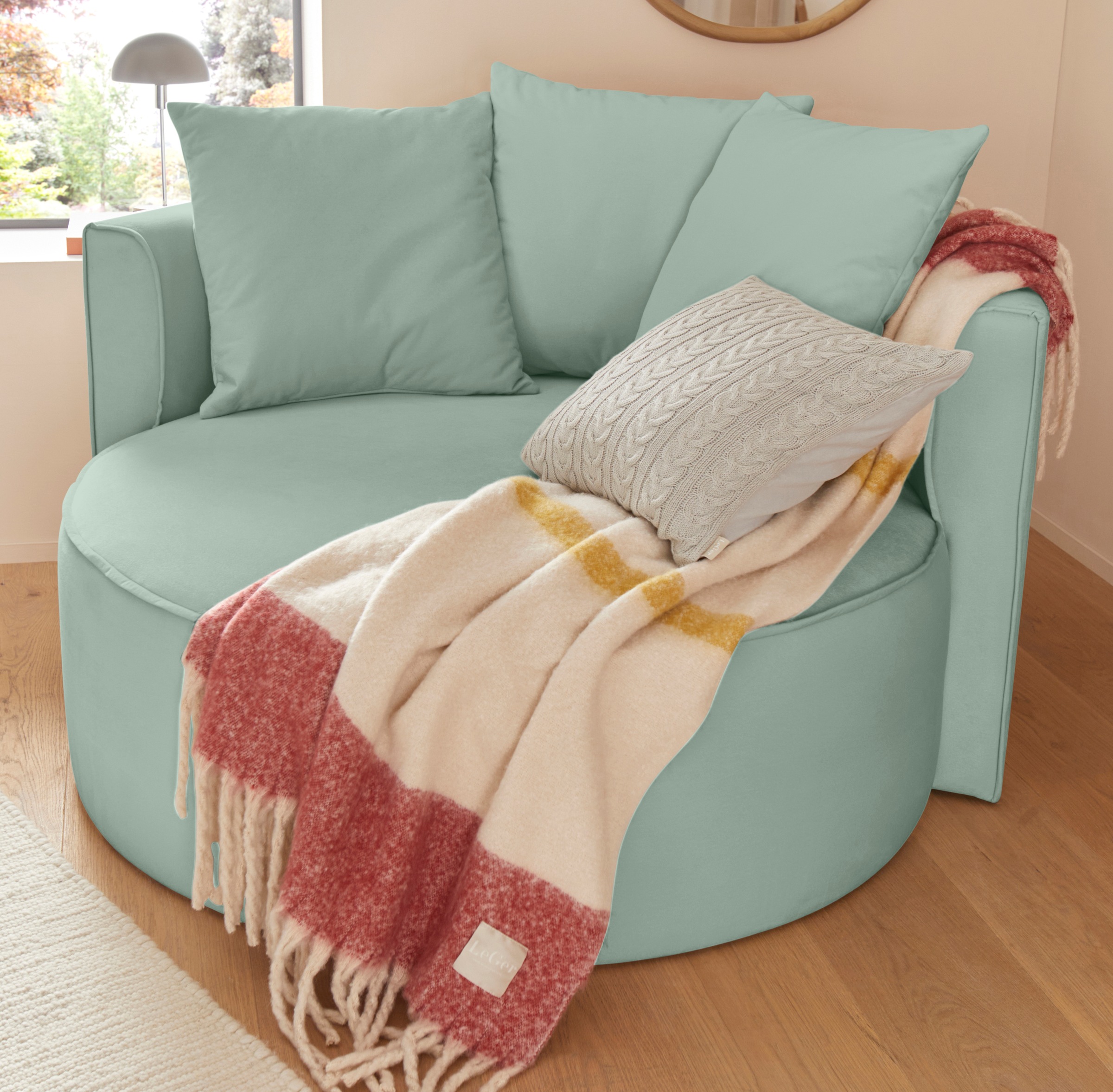 LeGer Home by Lena Gercke XXL-Sessel »Isalie, Lesesessel, Loveseat, inklusive Zierkissen«, extra grosse Sitzfläche, optional mit Hocker, Cord, Samt, Bouclé
