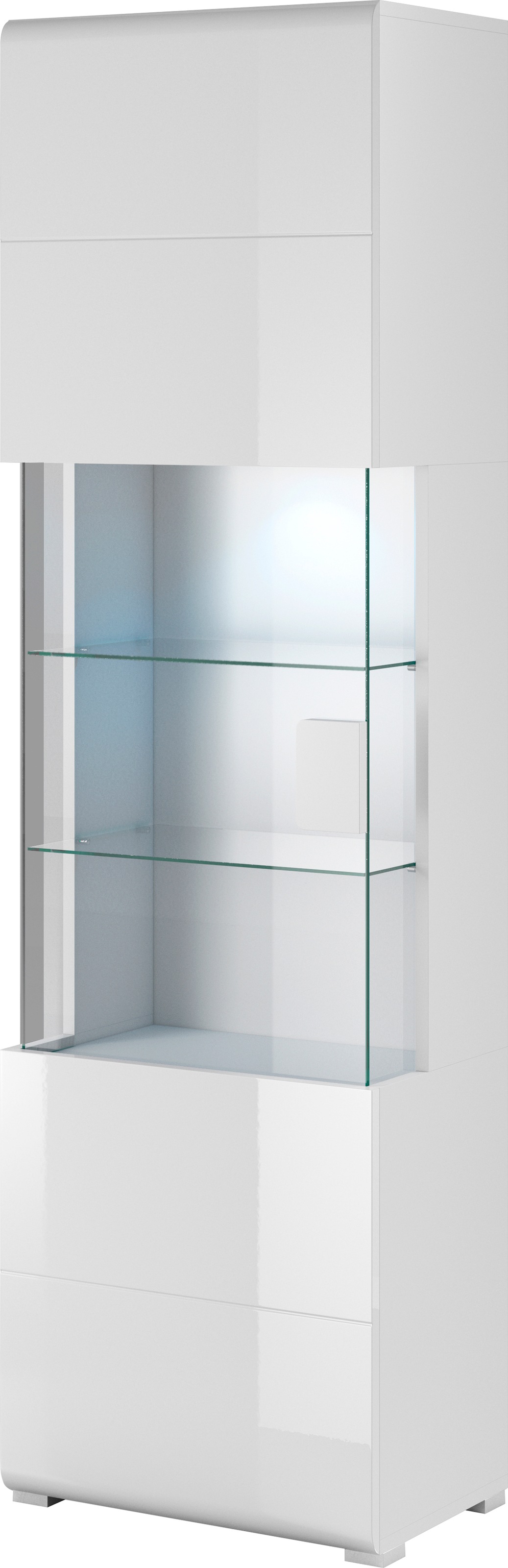 OTTO home Vitrine "Toledo,Höhe 204 cm trendige Glasvitrine mit dekorative Fräsungen" Standvitrine ohne Beleuchtung, viel Stauraum, hochglanz Front MDF