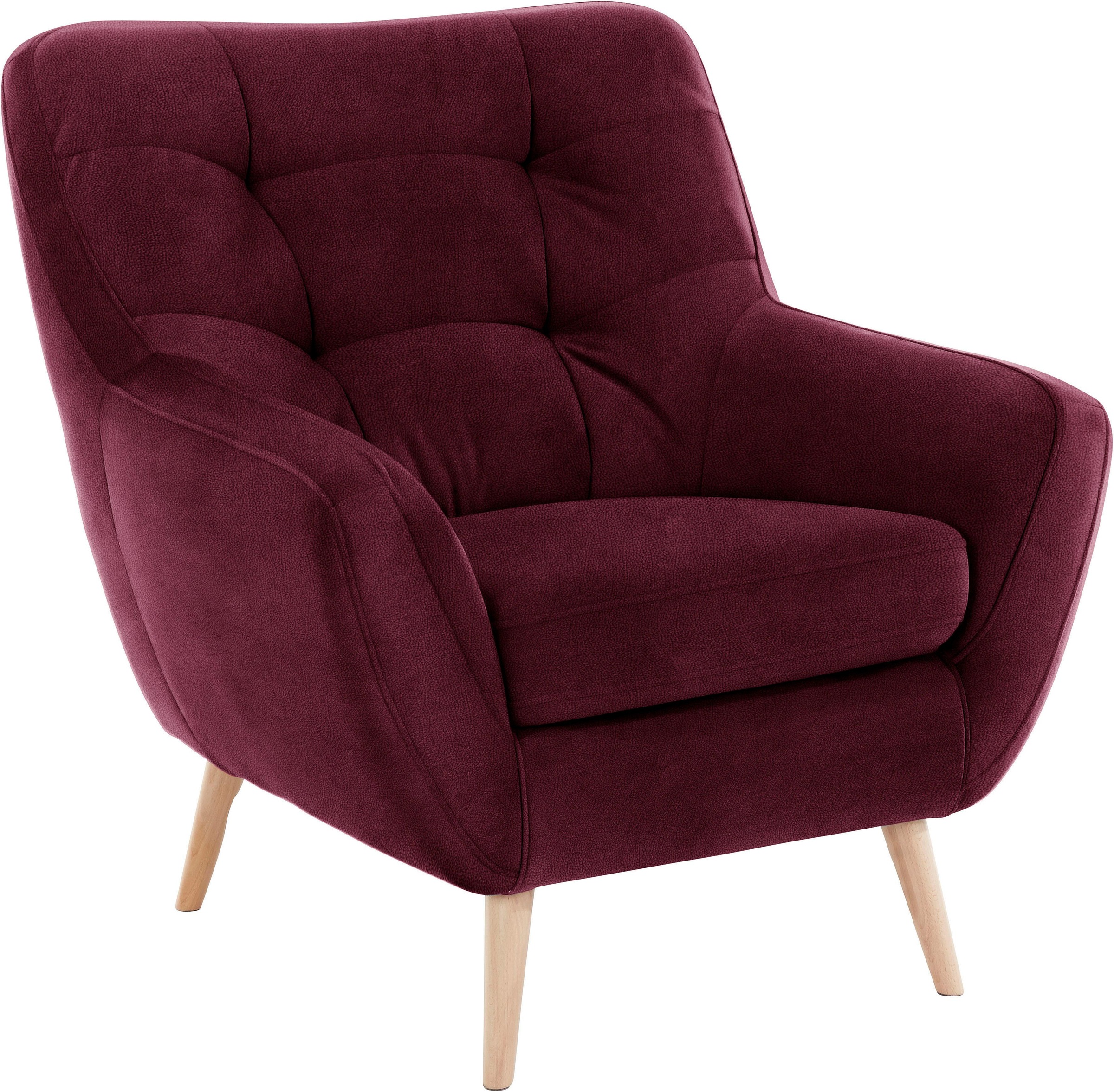 exxpo - sofa fashion Sessel "Scandi, Loungesessel mit tollem Sitzkomfort, hochwertige Polsterung" bequem, hohe Holzfüße