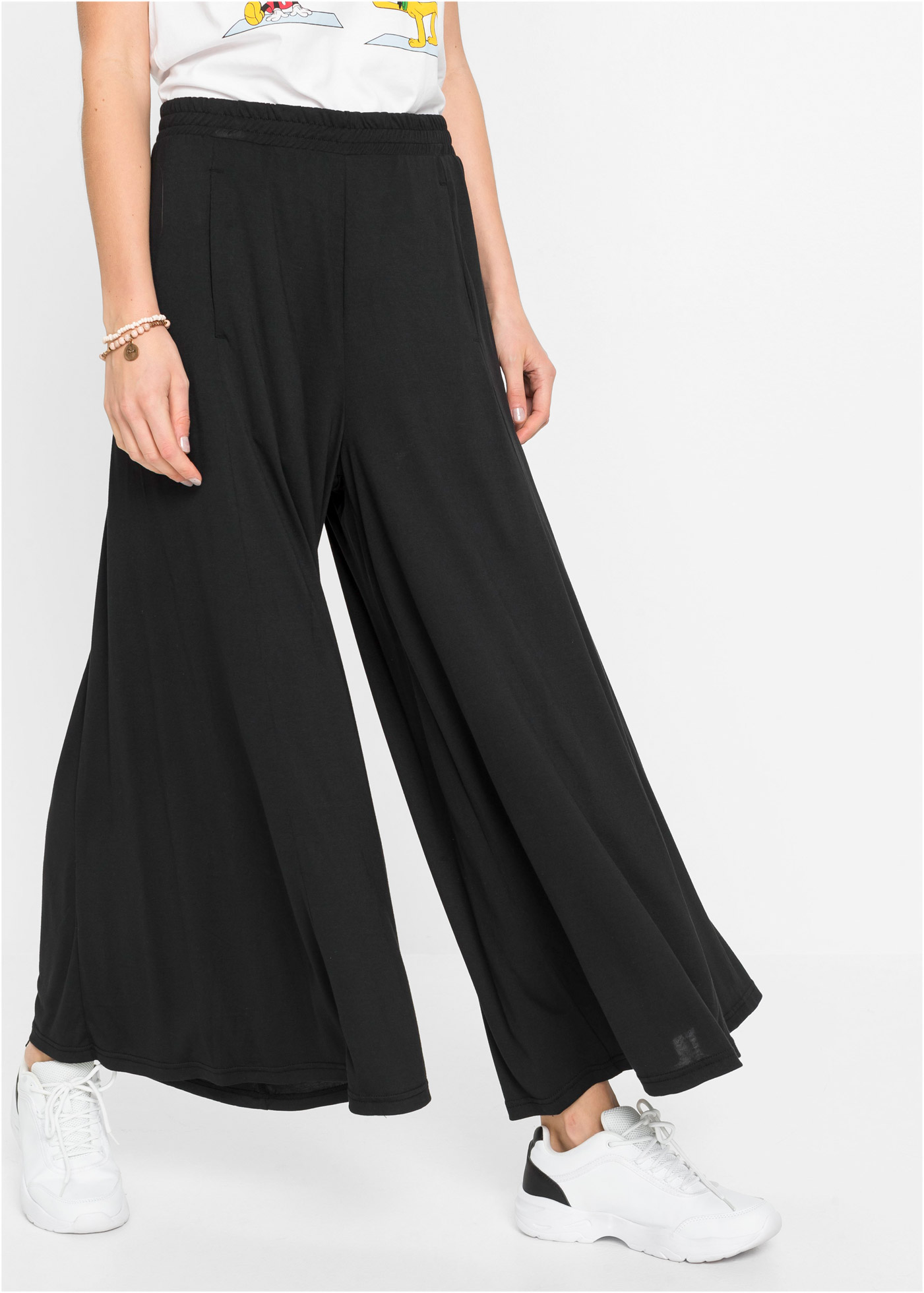 bonprix Culotte "Jersey-Culotte mit weitem Bein" aus Modal und Polyester, Loose fit Passform, weites Bein