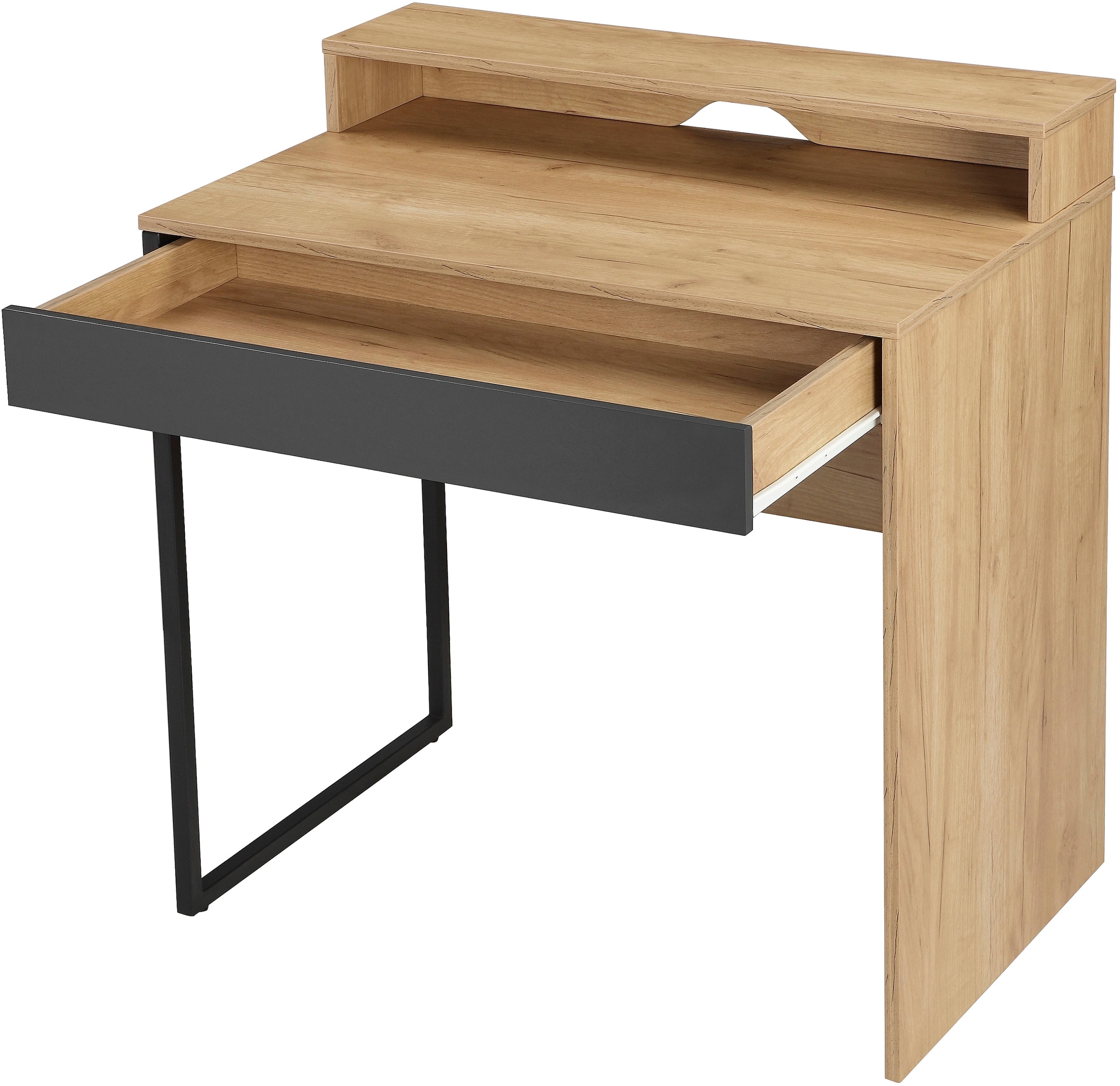 Places of Style Schreibtisch »Moid, Computertisch in modernem Design«, Breite 80 cm, mit Schublade, Kabeldurchlass & Metallkufe