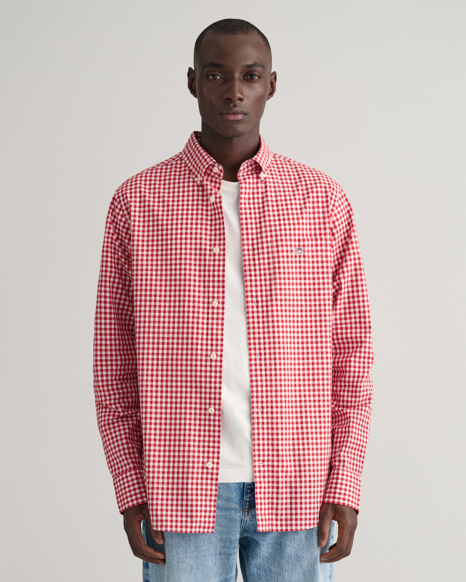 Gant Langarmhemd »REG POPLIN GINGHAM SHIRT«, mit Logostickerei auf der Brust