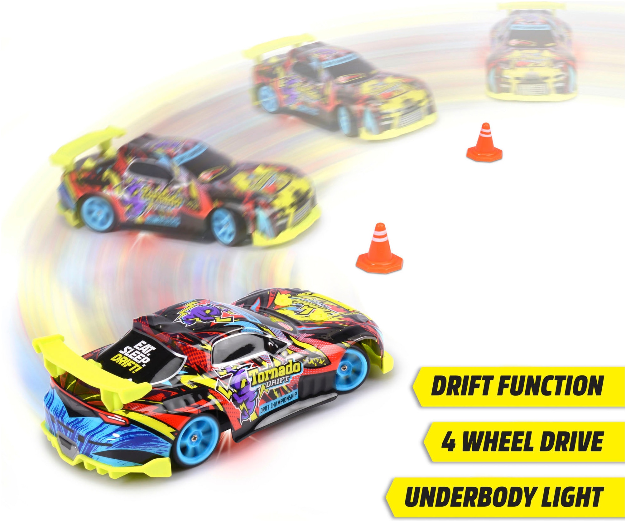 Dickie Toys RC-Auto »RC Tornado Drift, 2,4 GHz«, mit Beleuchtung und Allradantrieb