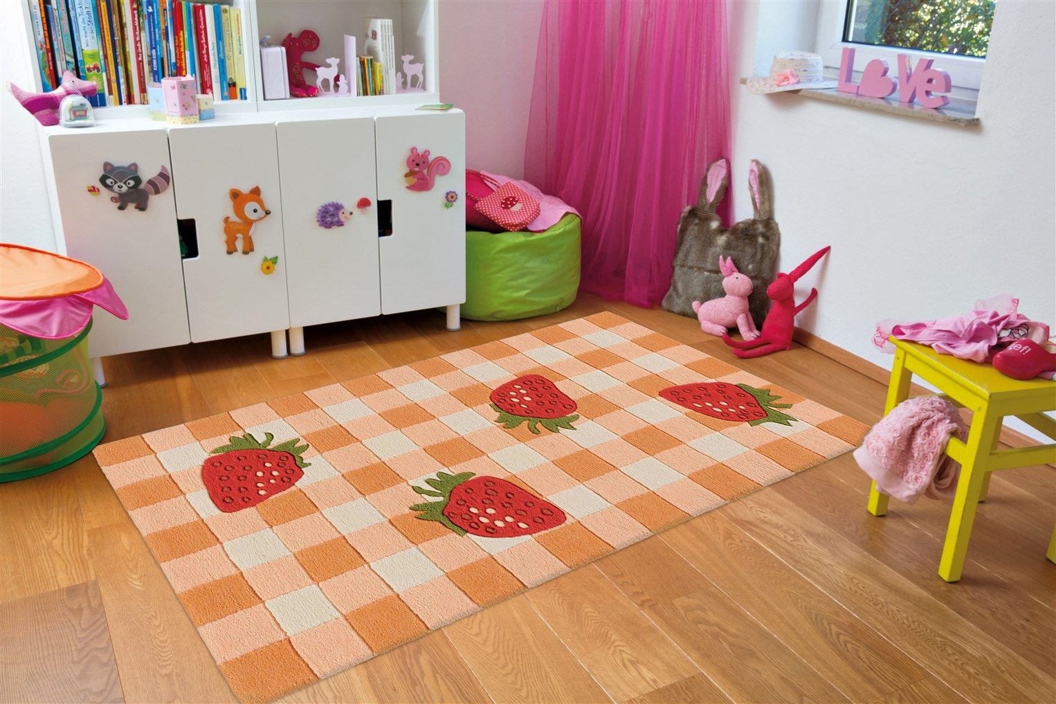 Arte Espina Teppich »Joy 996«, rechteckig, 22 mm Höhe, Farbenfrohes Design mit süssen Erdbeeren