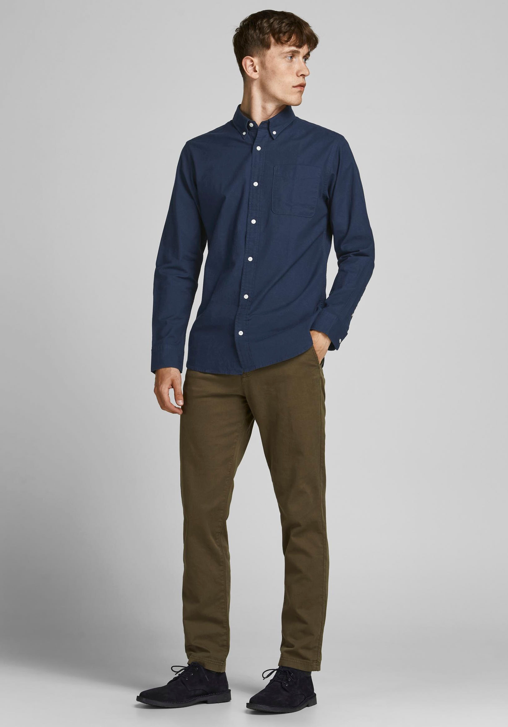 Jack & Jones Langarmhemd »BROOK OXFORD«, mit Button-Down Kragen