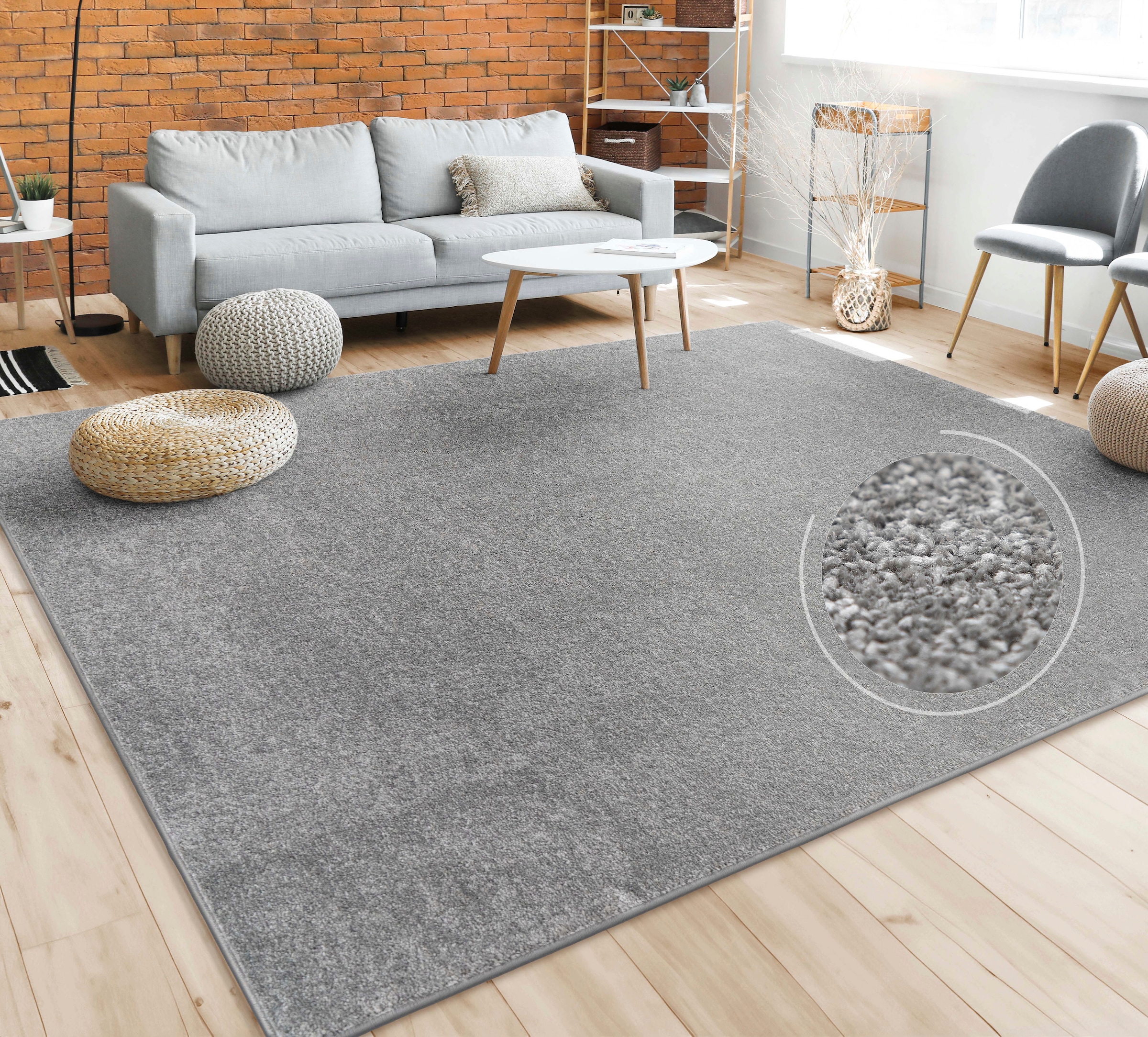 Paco Home Teppich »Porto 890«, rechteckig, 13 mm Höhe, Kurzflor, Uni-Farben, ideal im Wohnzimmer & Schlafzimmer