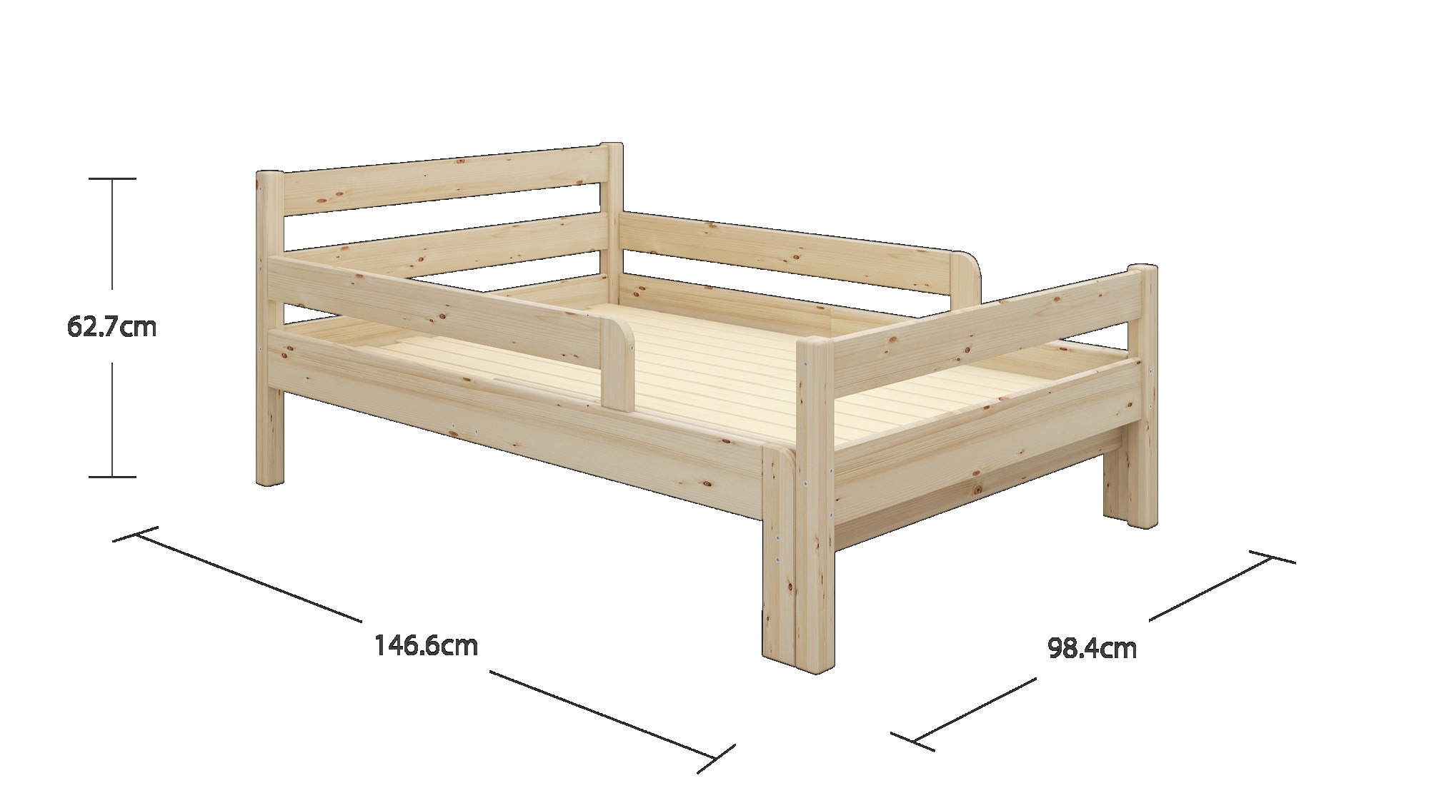 OTTO home Kinderbett »Wenke, Bett, Massivholzbett (90x200 cm)«, aus massiver Kiefer, inklusive Lattenrost, Liegefläche ausziehbar