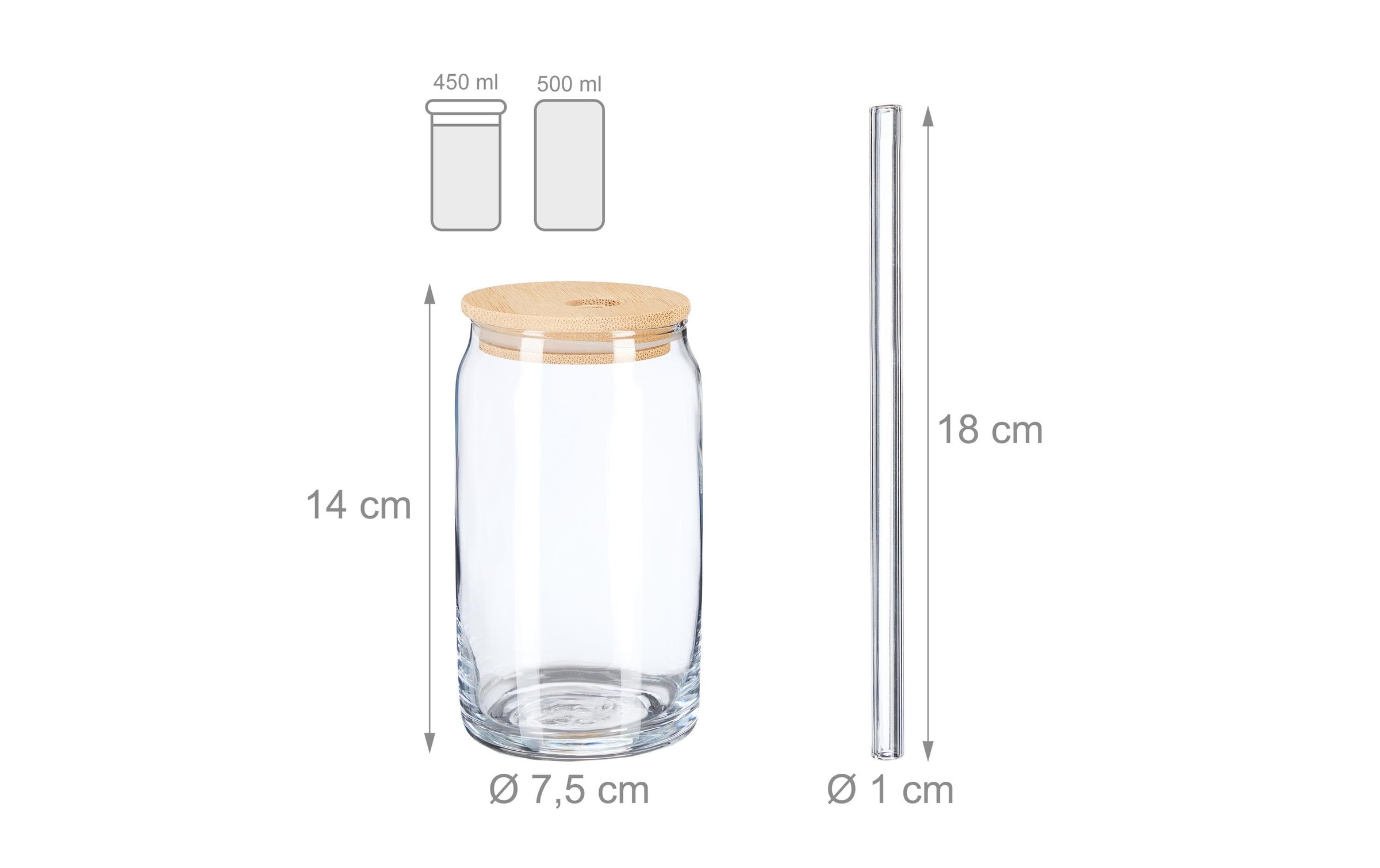 relaxdays Glas "4er Set, Transparent, 450 ml"