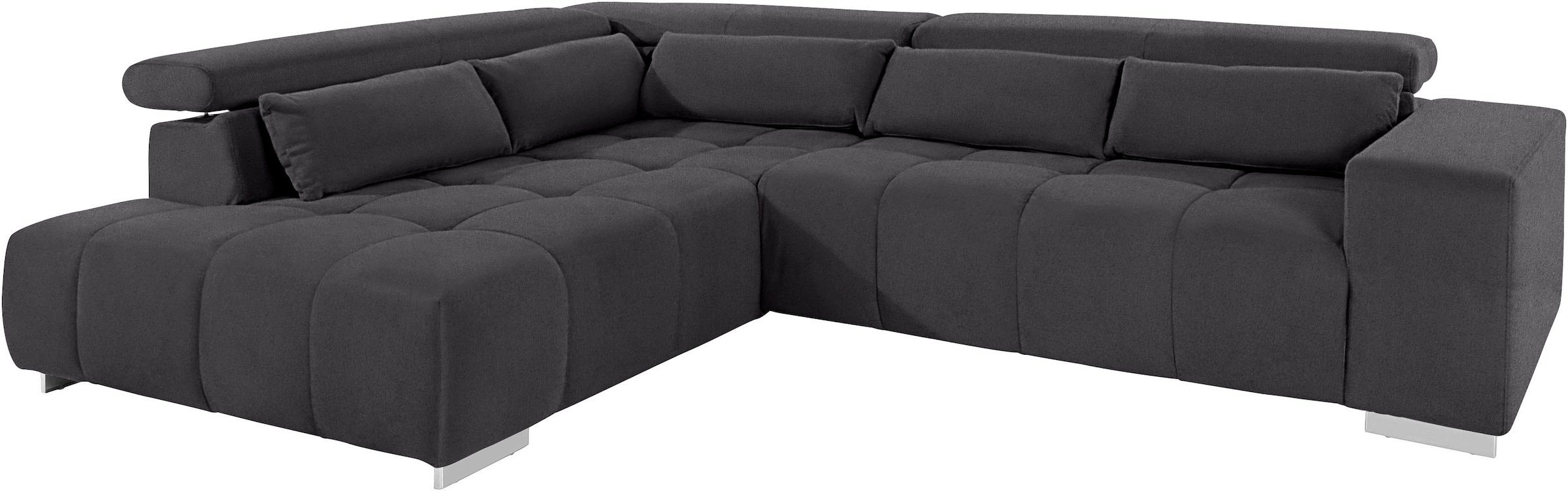 COTTA Ecksofa »Orion L-Form«, mit Ottomane, inklusive verstellbarer Kopfstützen und 5 Nierenkissen