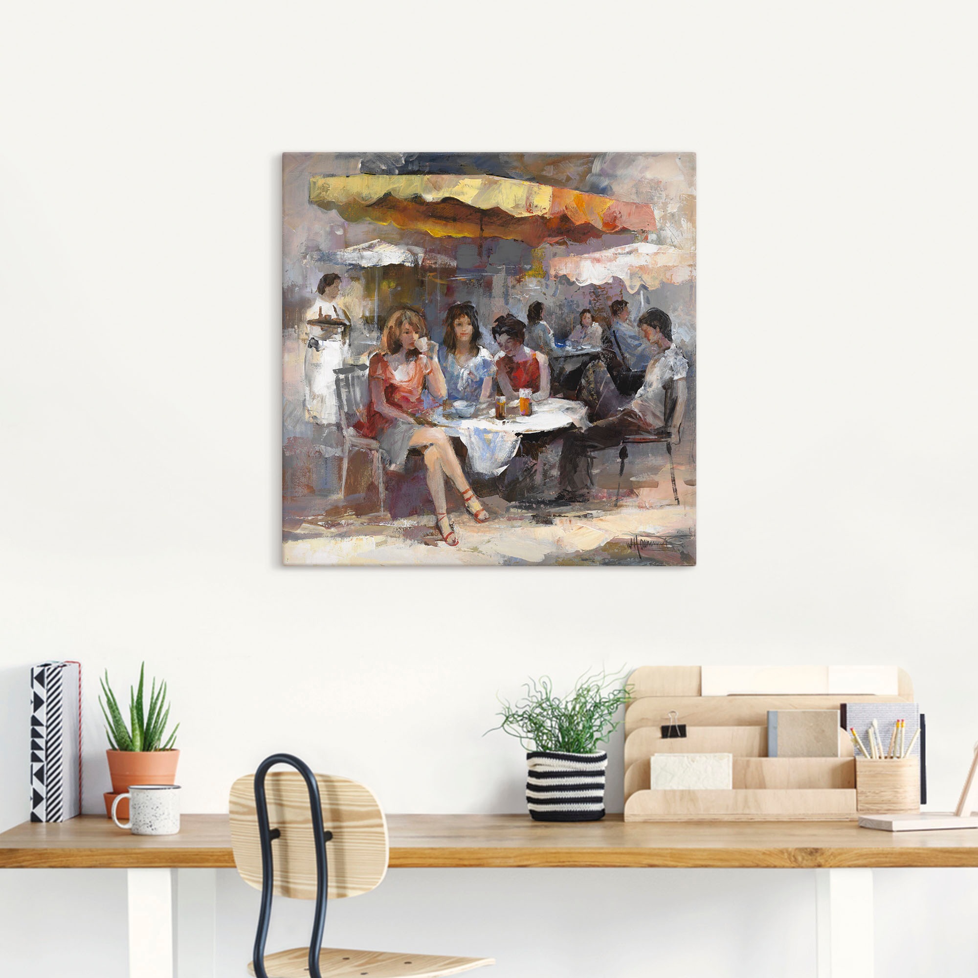 Artland Leinwandbild "Damen im Café II" Gruppen & Familien 1 Stk. tlg. auf Holzrahmen gespannt