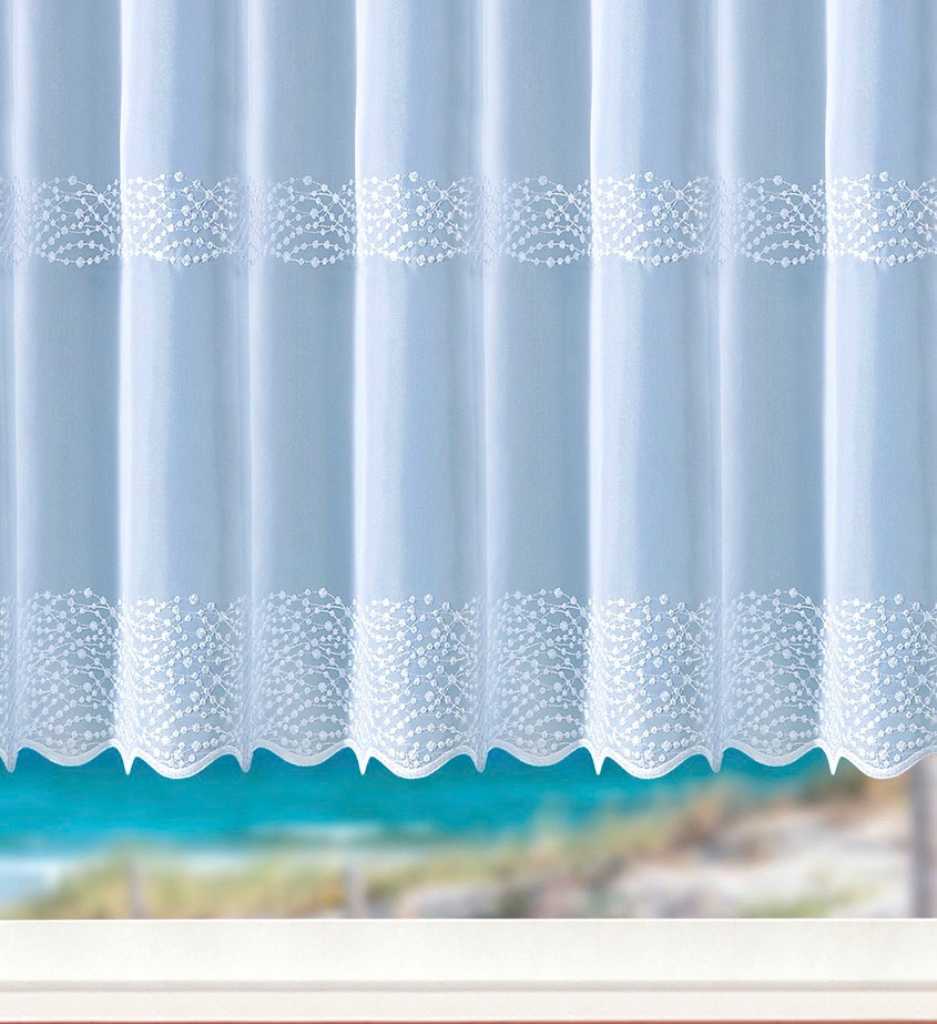Weckbrodt Gardine »Duisburg«, (1 St.), echte Stickerei, Voile, transparent, Bordüre, Kante, gebogt, Store